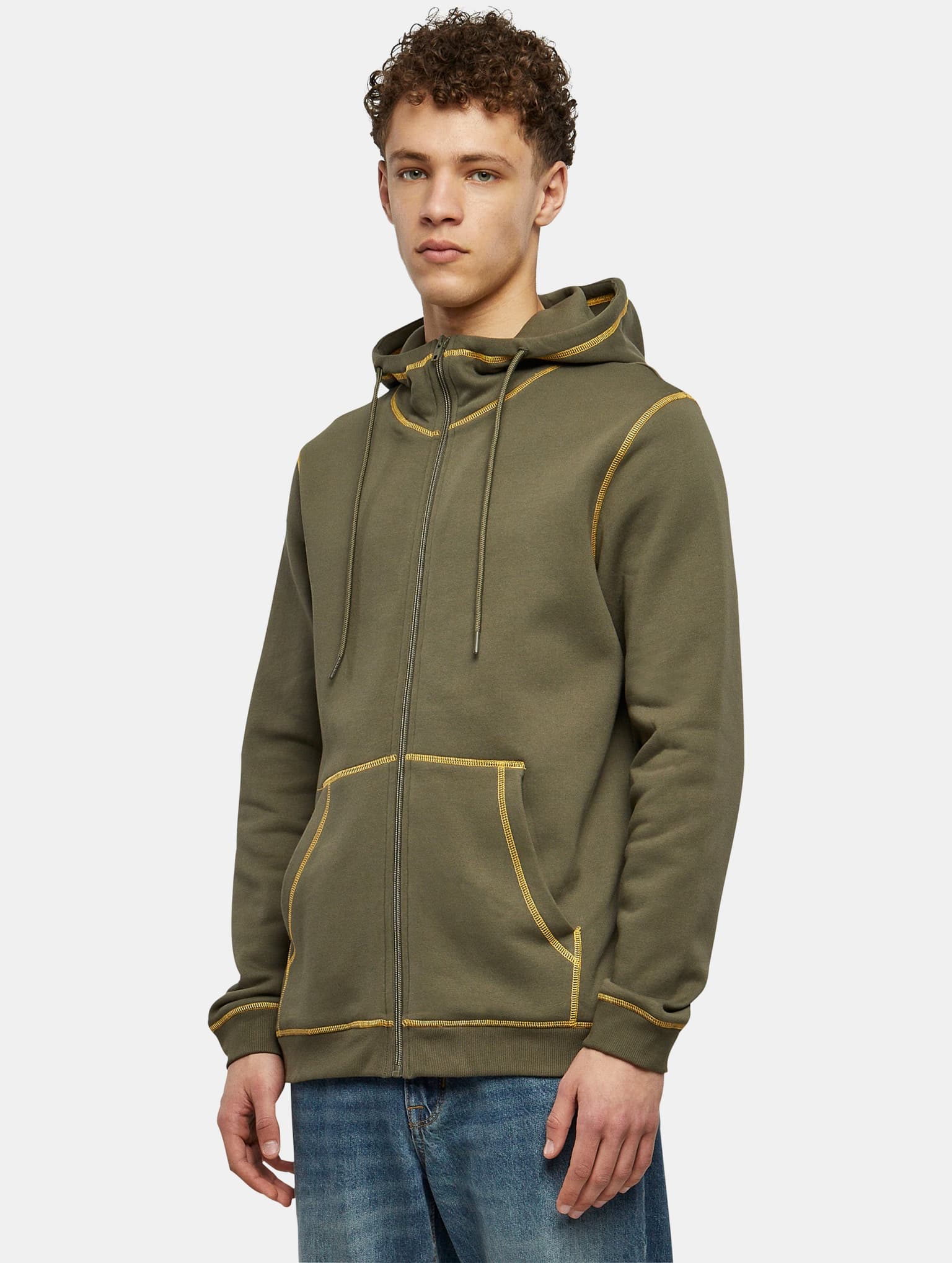 Urban Classics Essentials Contrast Flatlock Stitched Zip Hoody