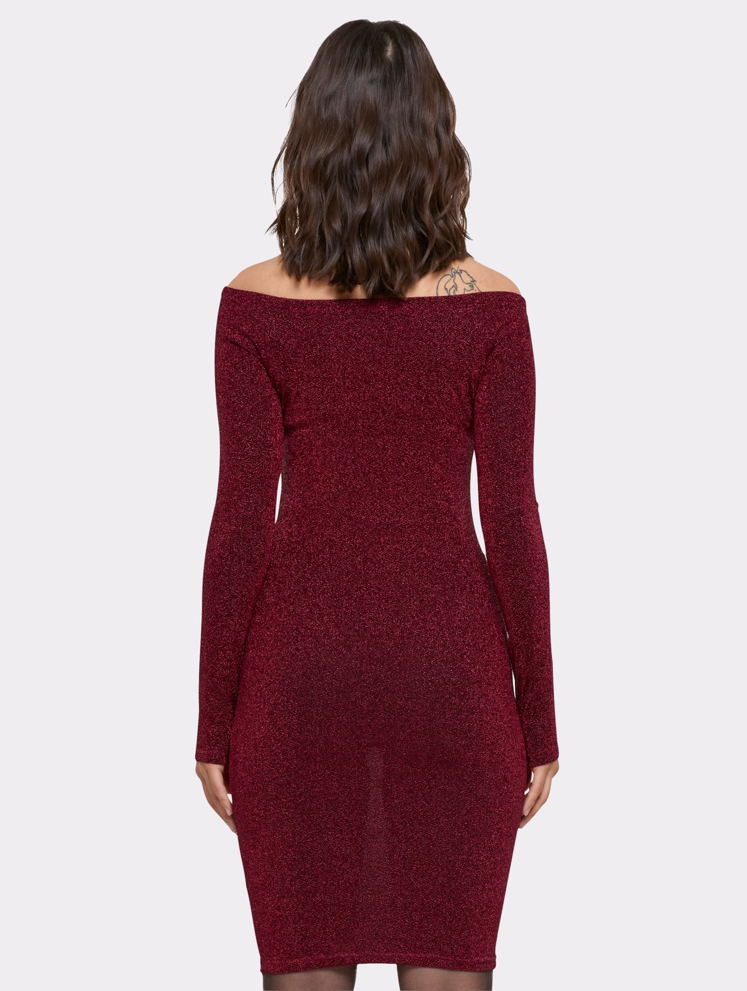 Urban Classics Ladies Off Shoulder Longsleeve Glitter Dress – Bild 2