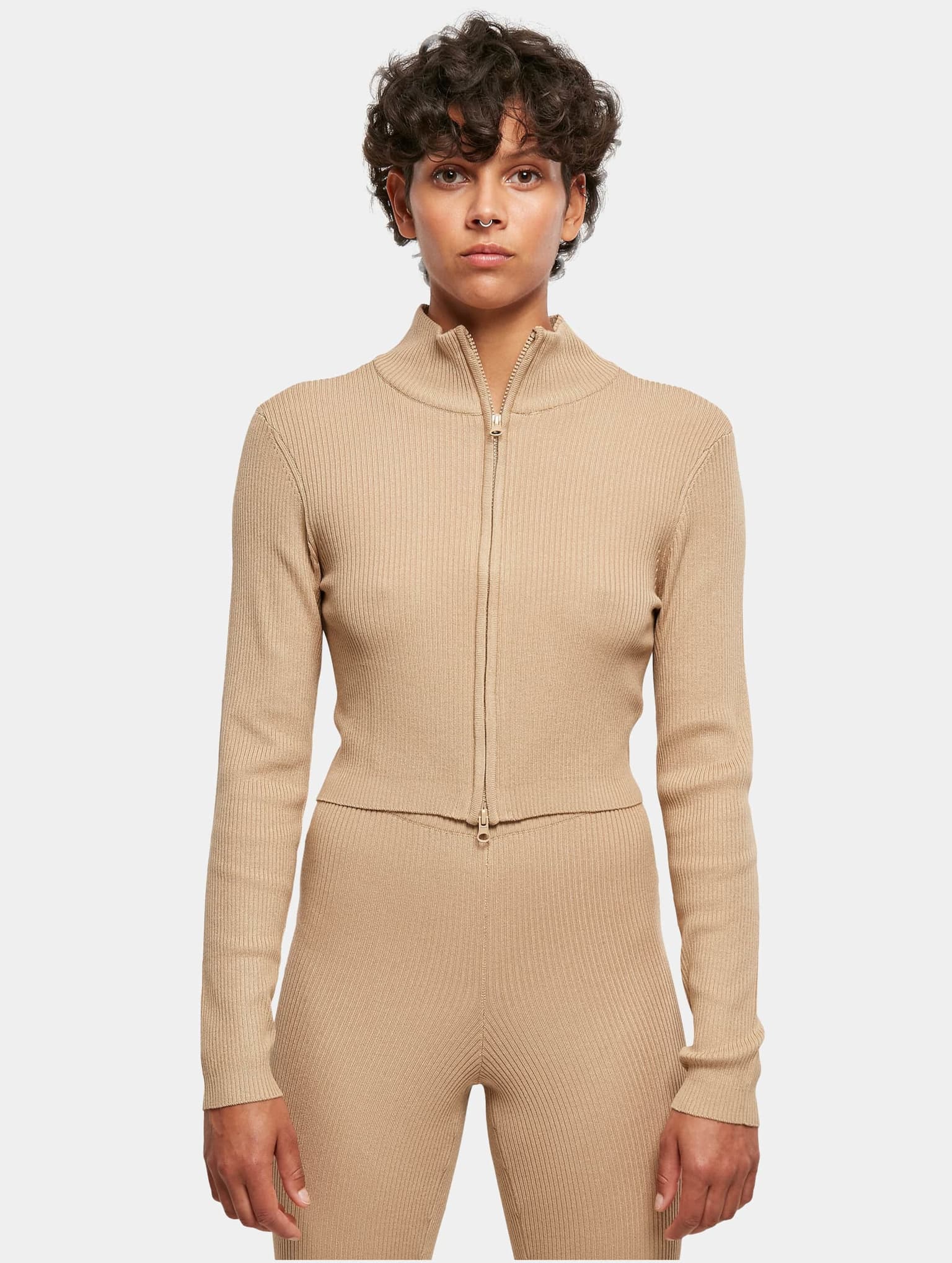 Urban Classics Ladies Cropped Rib Knit Zip Cardigan – Bild 3