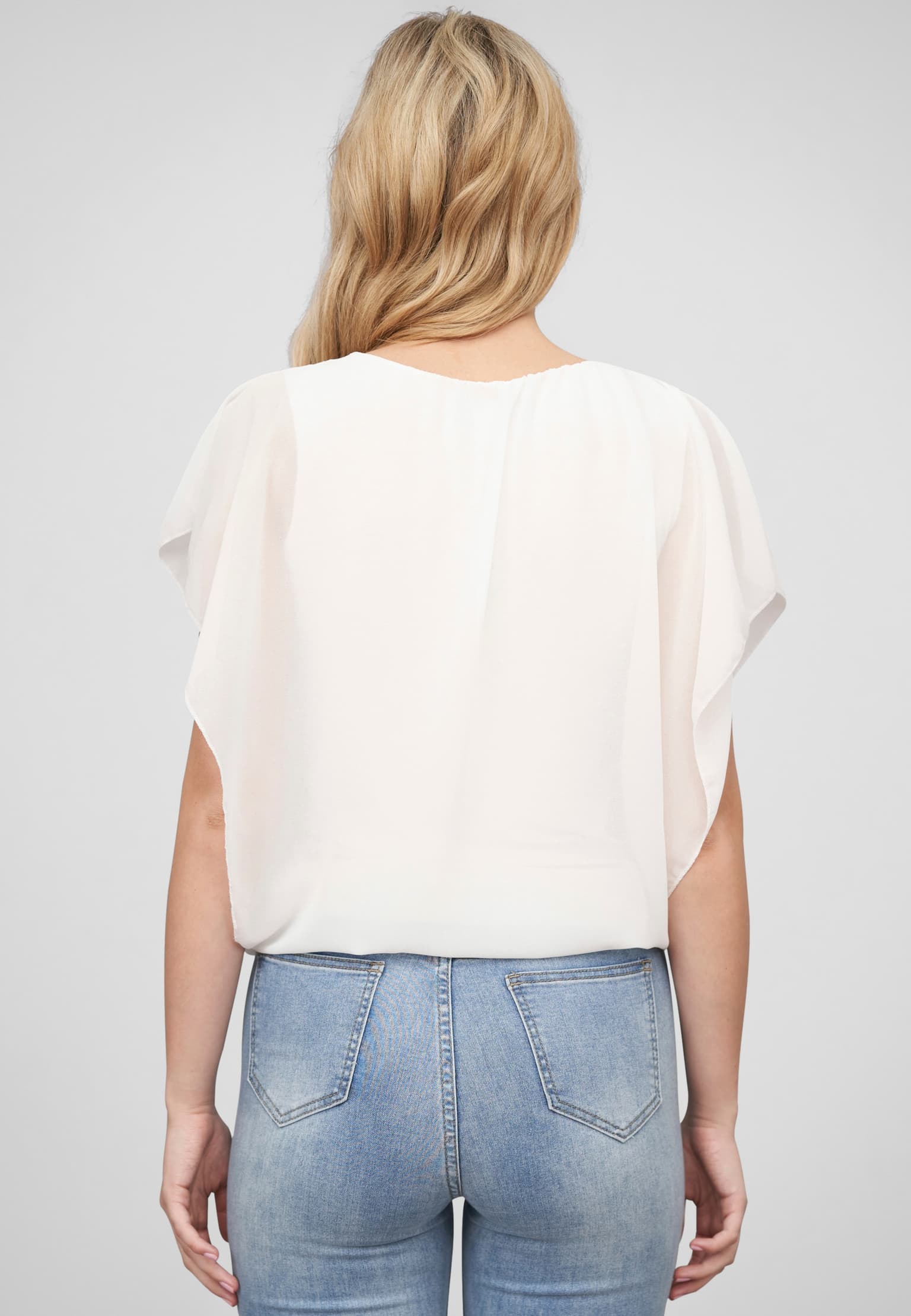 Cloud5ive Damen Chiffon Top mit Fledermausärmeln und Blumen Print – Bild 2