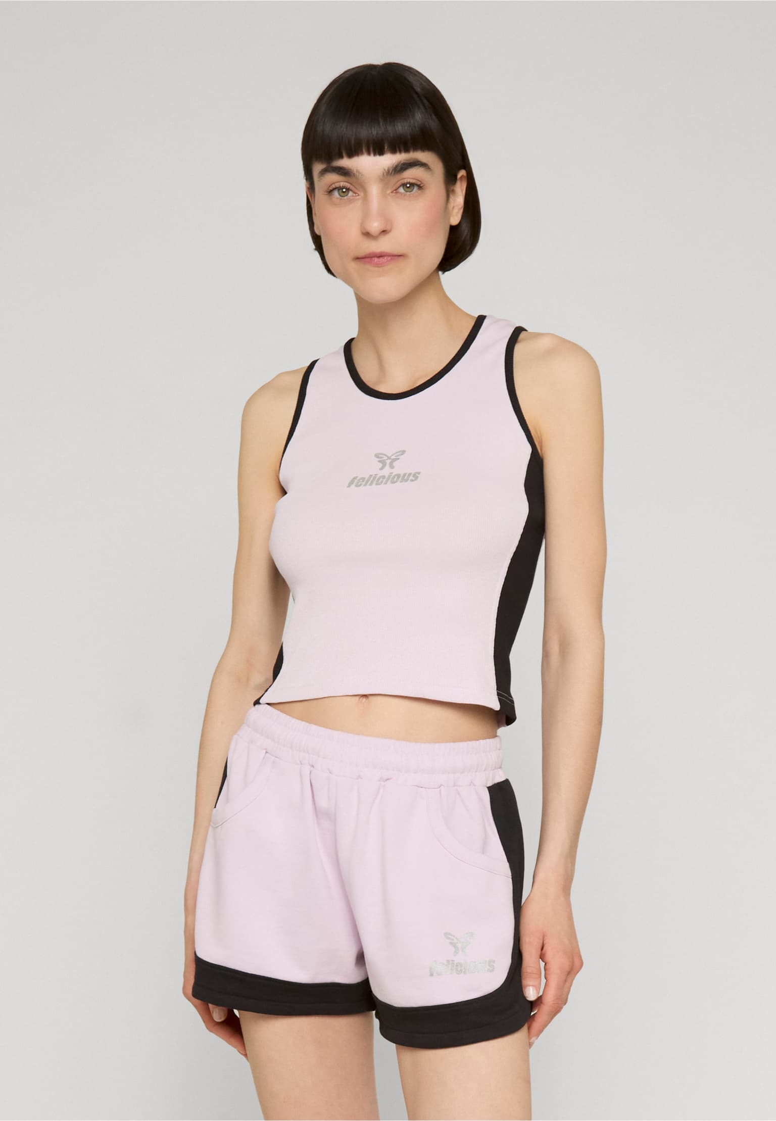 Felicious Contrast Logo Rib Tank