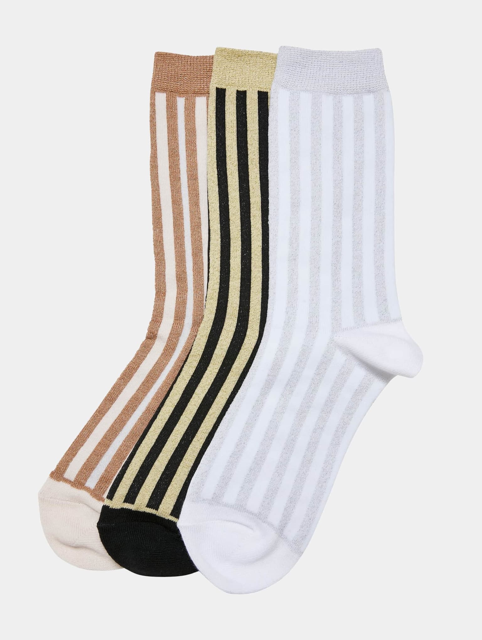 Urban Classics Metallic Effect Stripe Socks 3-Pack