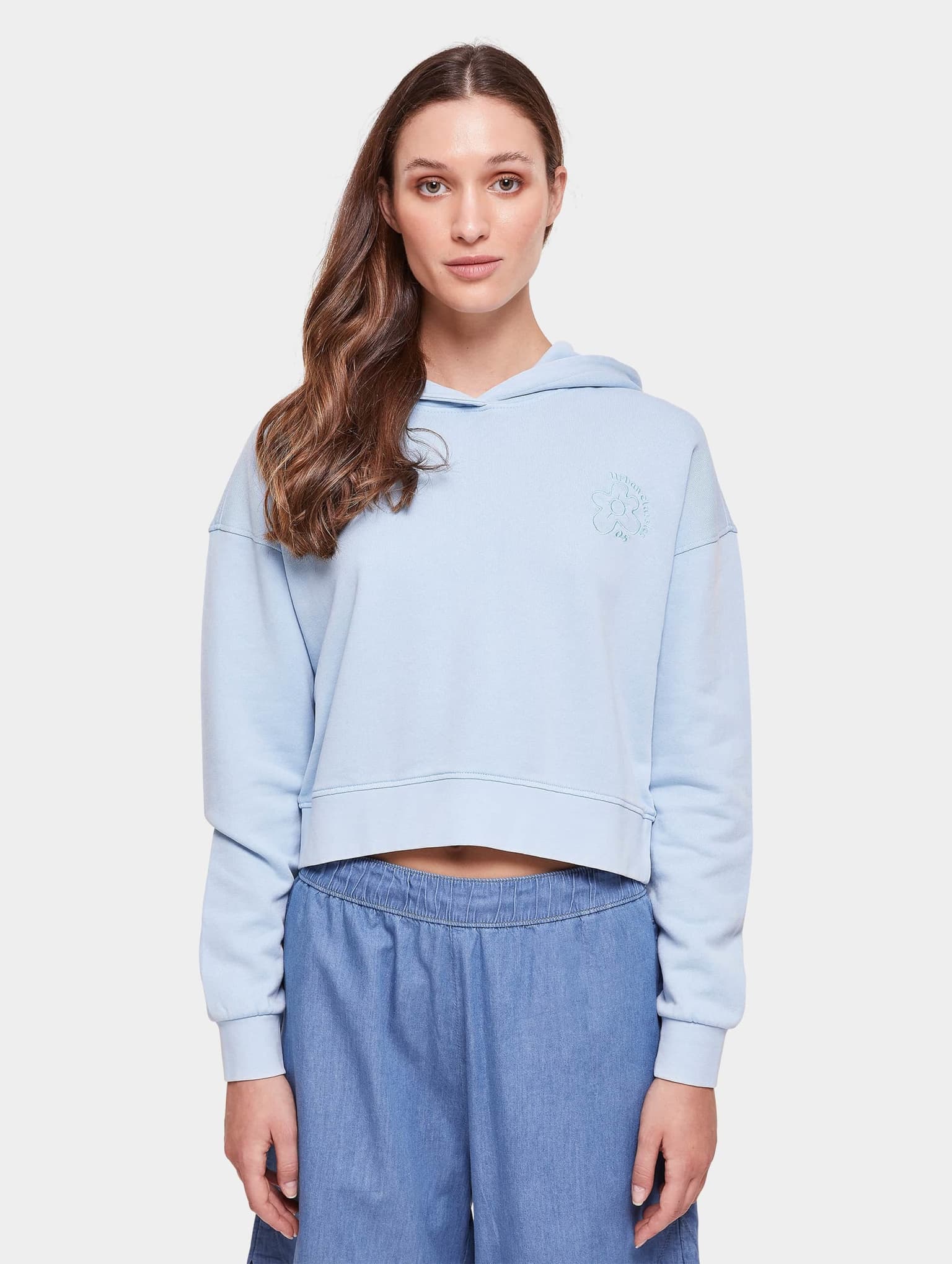Urban Classics Ladies Short Flower Embroidery Terry Hoody – Bild 3