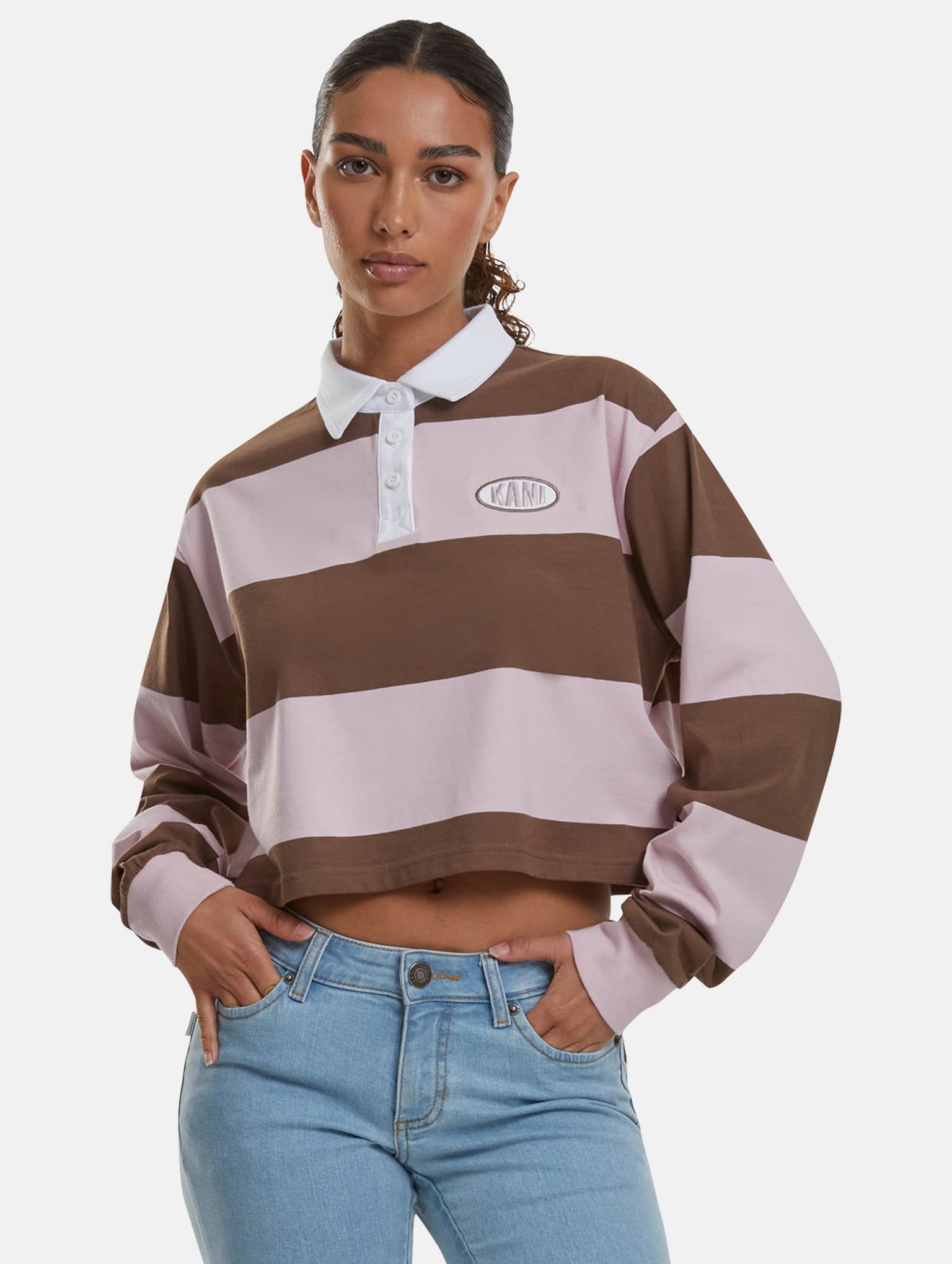 Karl Kani Woven Signature Crop Striped Rugby Longsleeve
