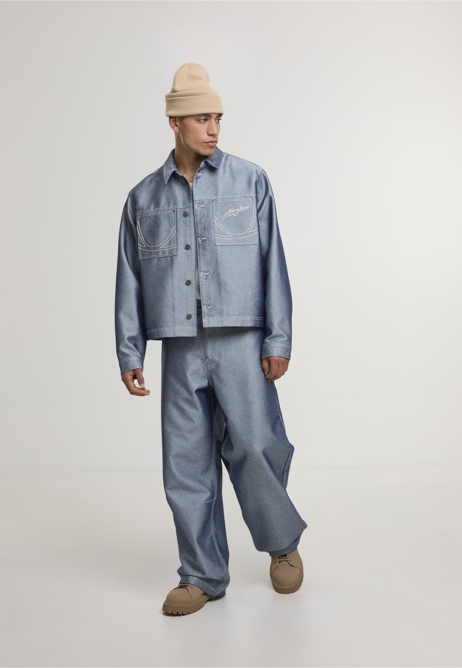Karl Kani Jeans Cropped Silver Denim Jacket – Bild 3