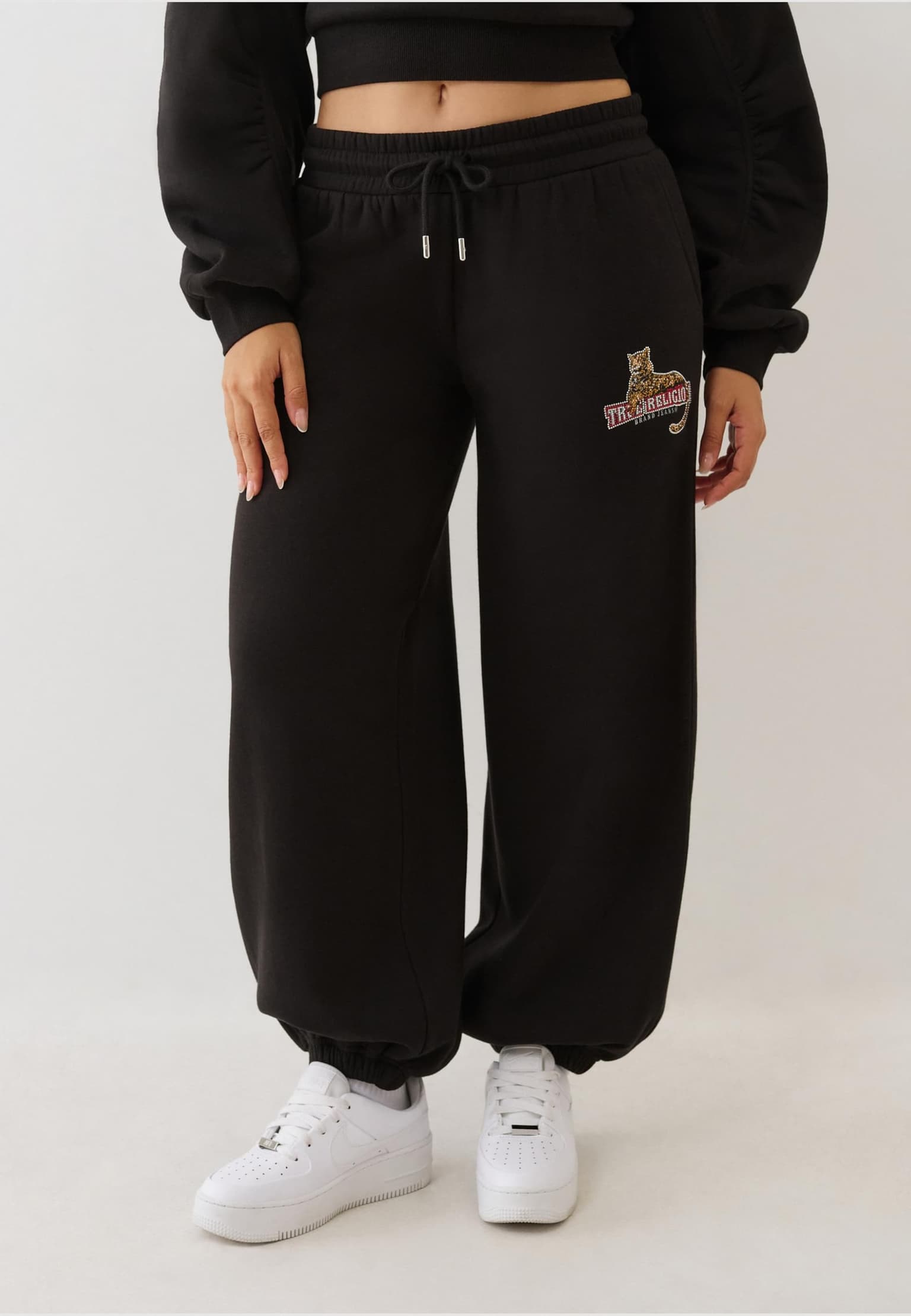 True Religion CRYSTALS LEOPARD BAGGIE JOGGER