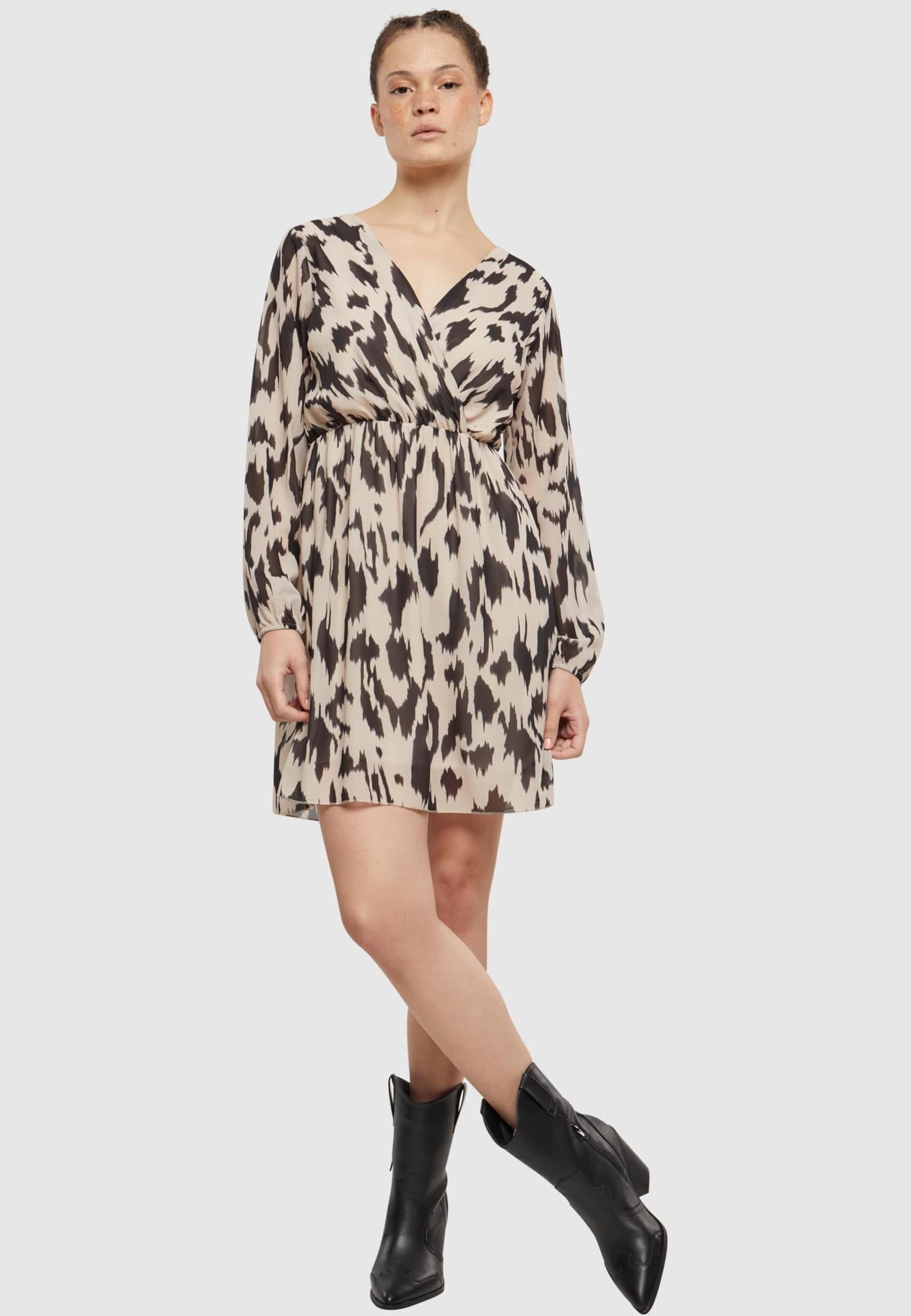 Cloud5ive Damen Kleid in Wickeloptik mit Bindegürtel und Blumenprint – Bild 3