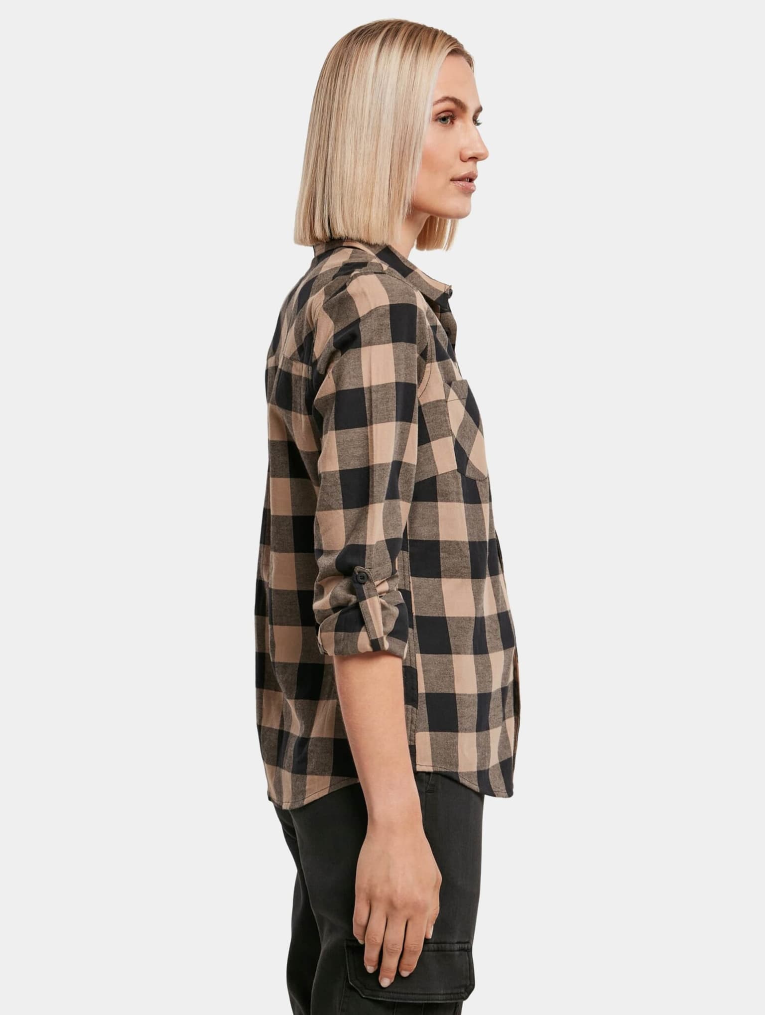 Urban Classics Ladies Turnup Checked Flanell Shirt – Bild 3