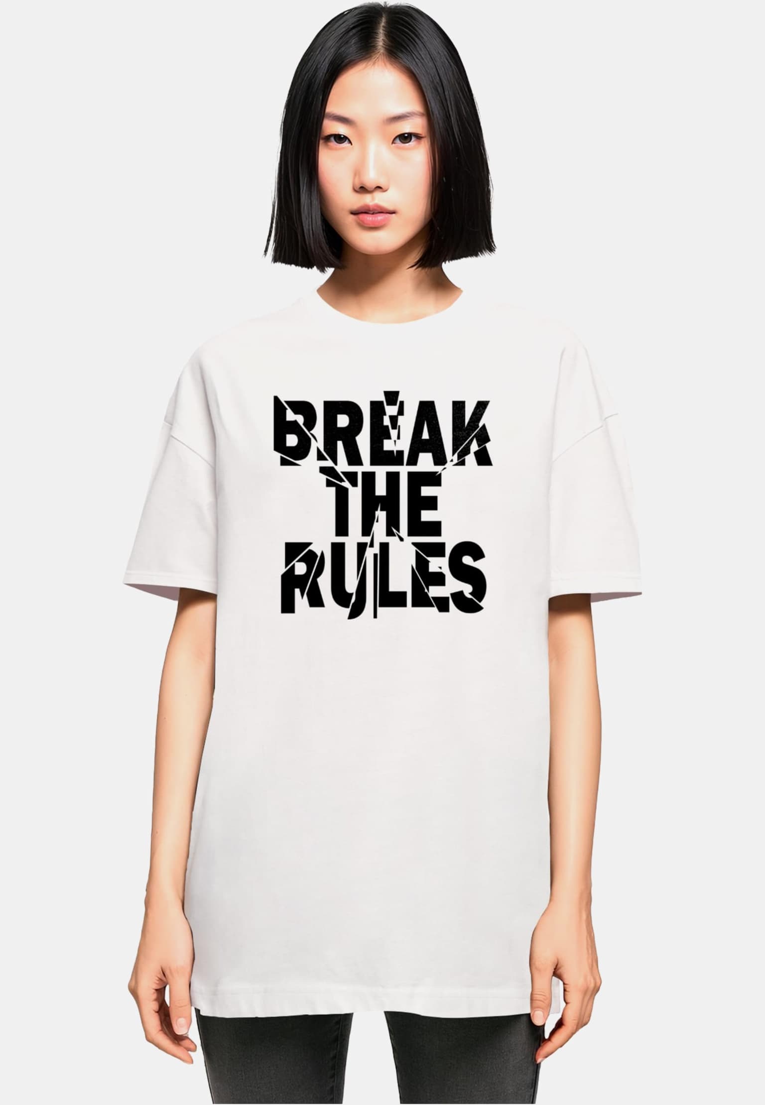 Merchcode POD Ladies Break The Rules 2 Oversized Boyfriend Tee