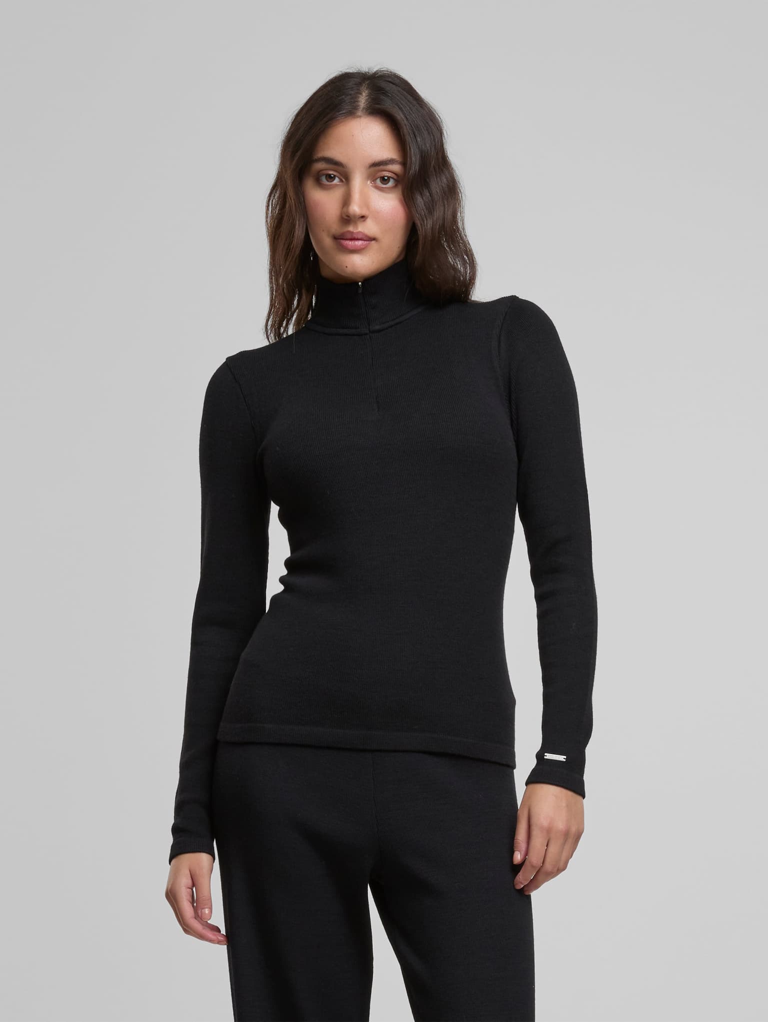 AMN-244-TOP-23100180-010 AIMN Ribbed Wool Half Zip