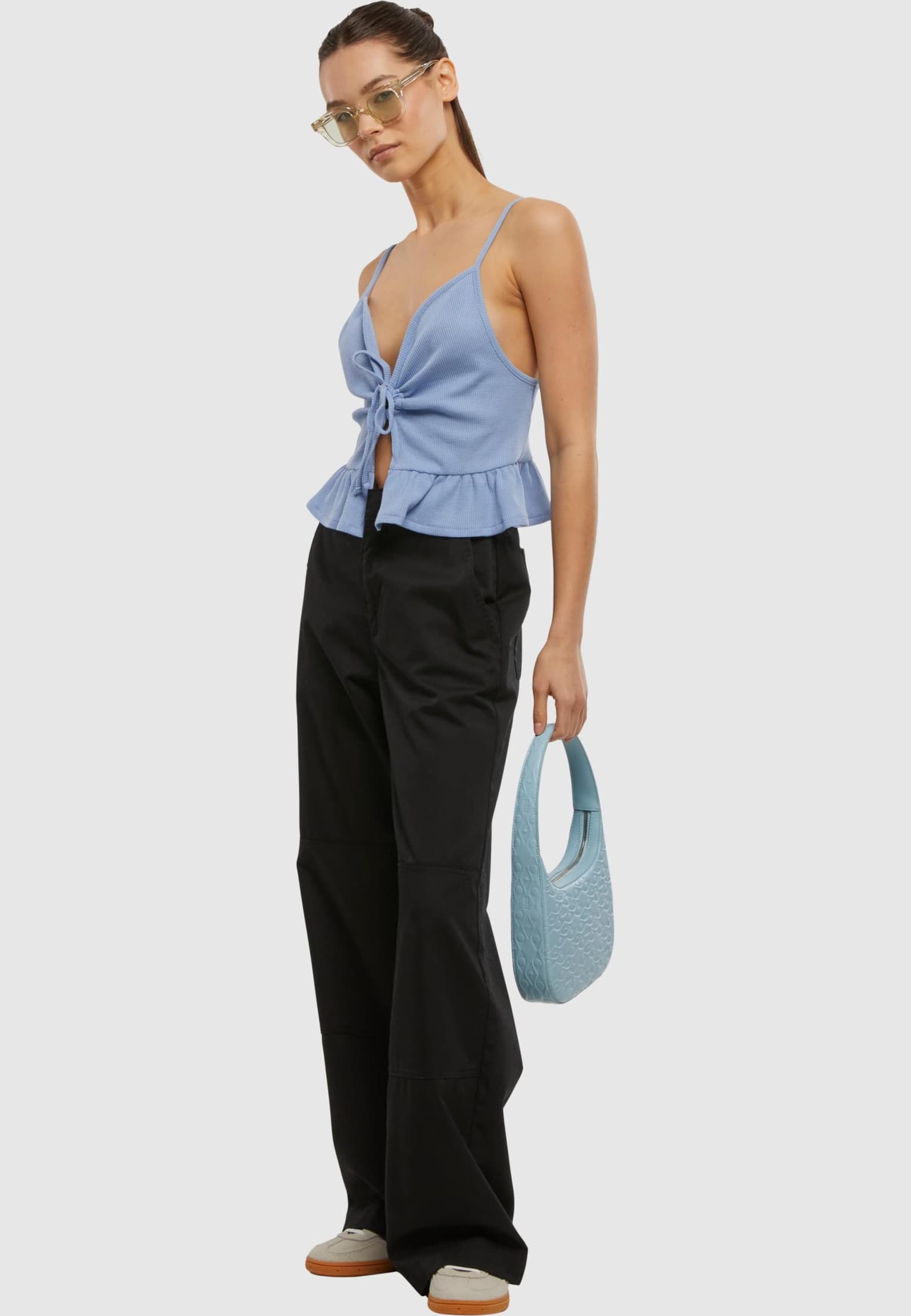 Urban Classics Ladies Waffle Pique Ruffle Top – Bild 4