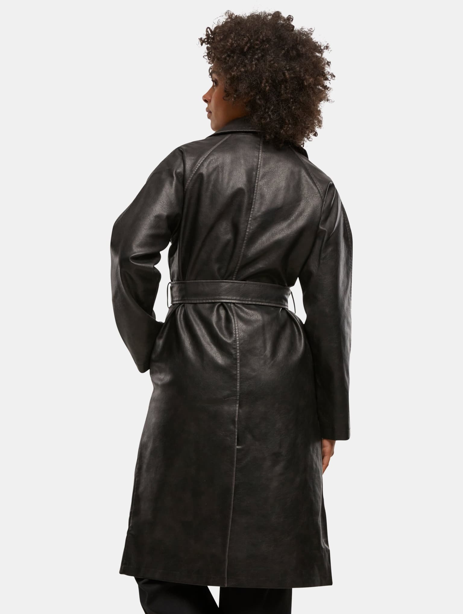 Urban Classics Ladies Vintage Leather Trenchcoat – Bild 2