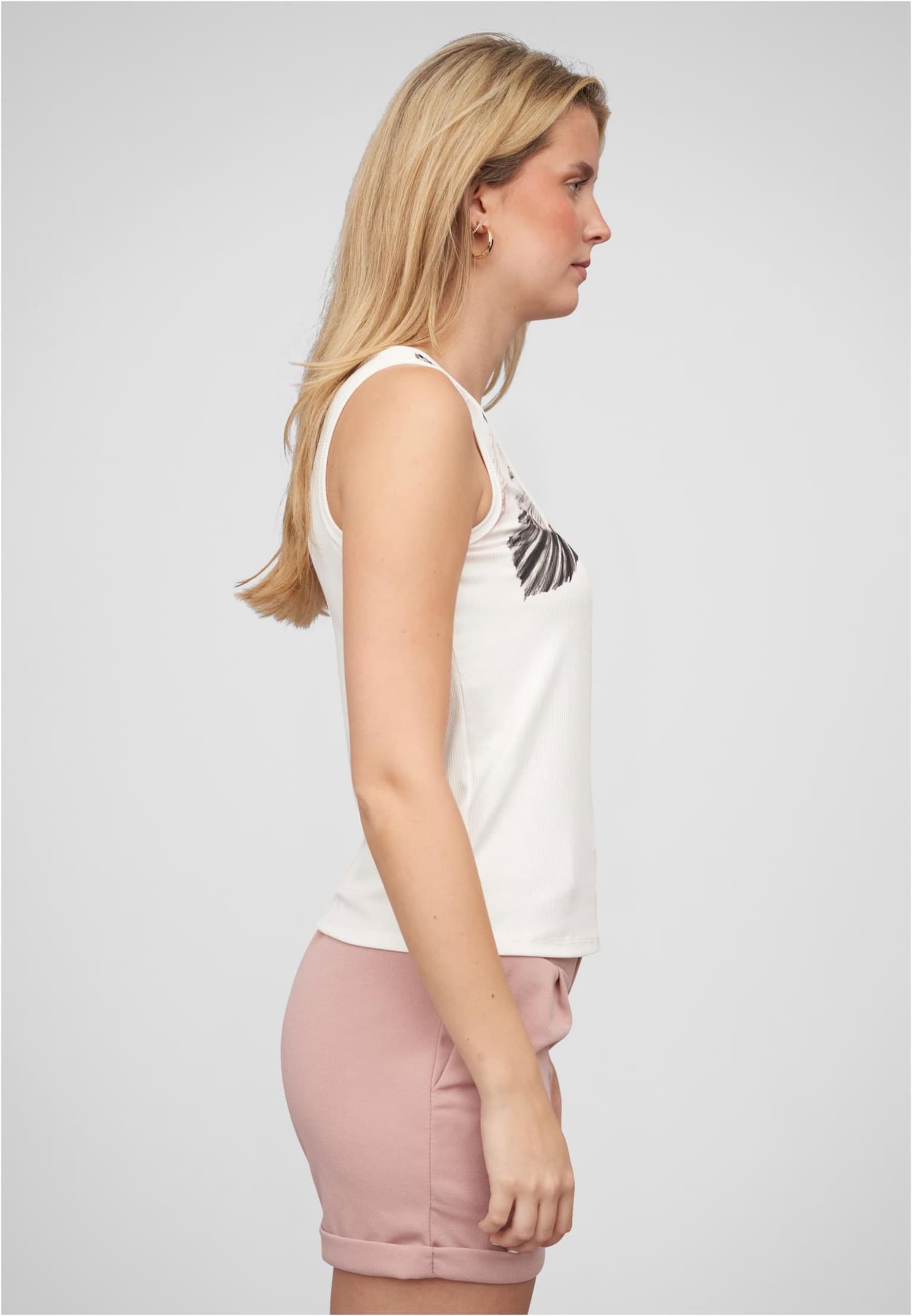 Cloud5ive Damen Ribbed Tank Top mit Knopfleiste und Federprint – Bild 4
