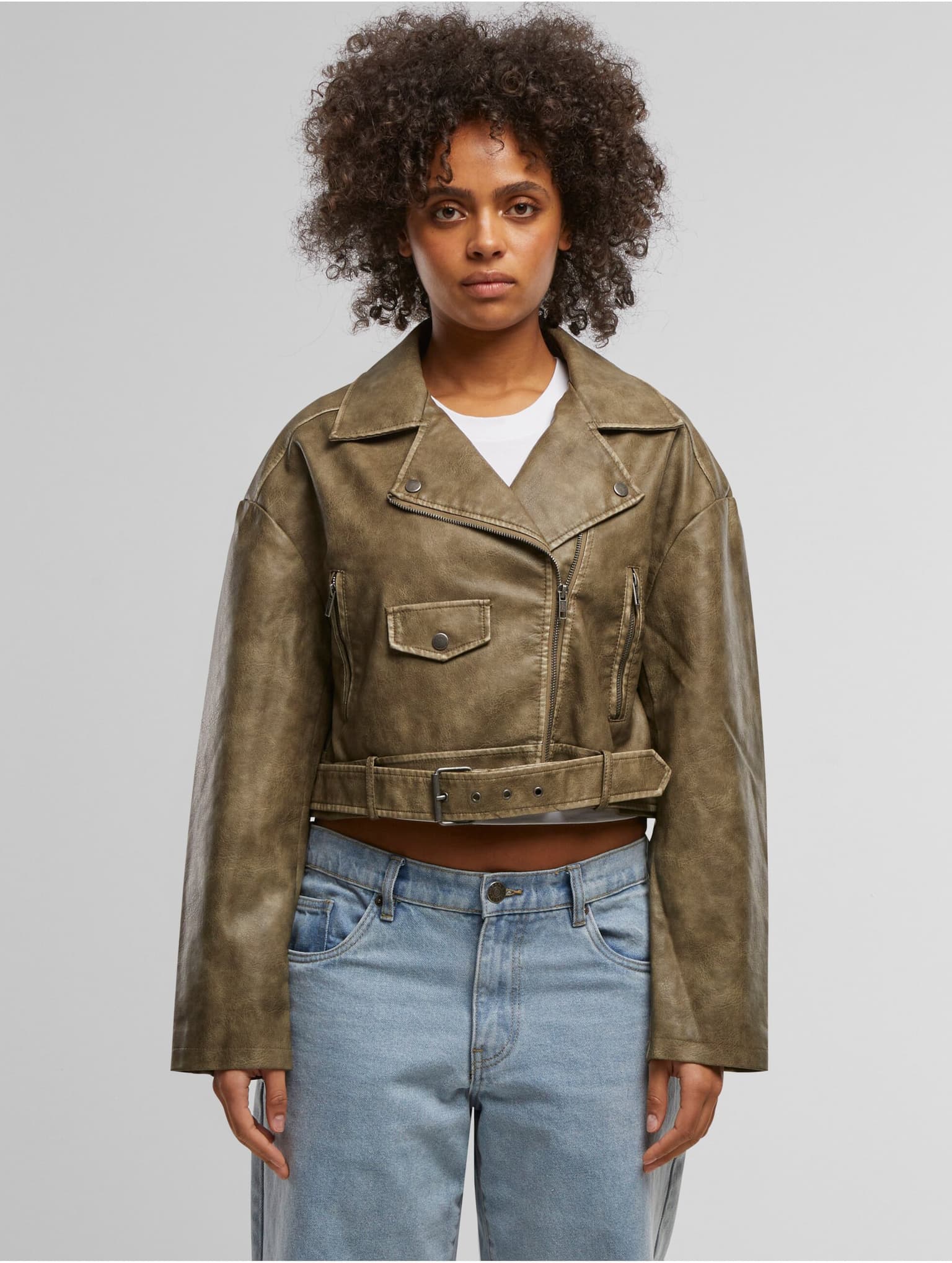 Urban Classics Ladies Vintage Leather Jacket – Bild 3