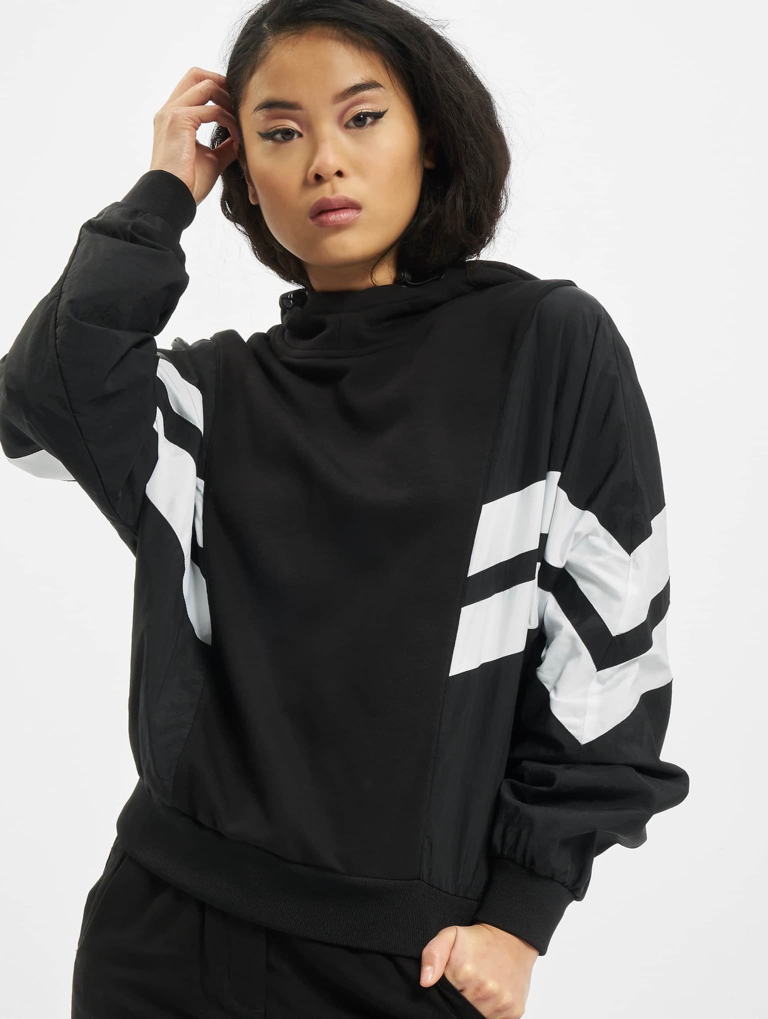 Urban Classics Ladies Mix Crinkle Nylon Sweat Hoody