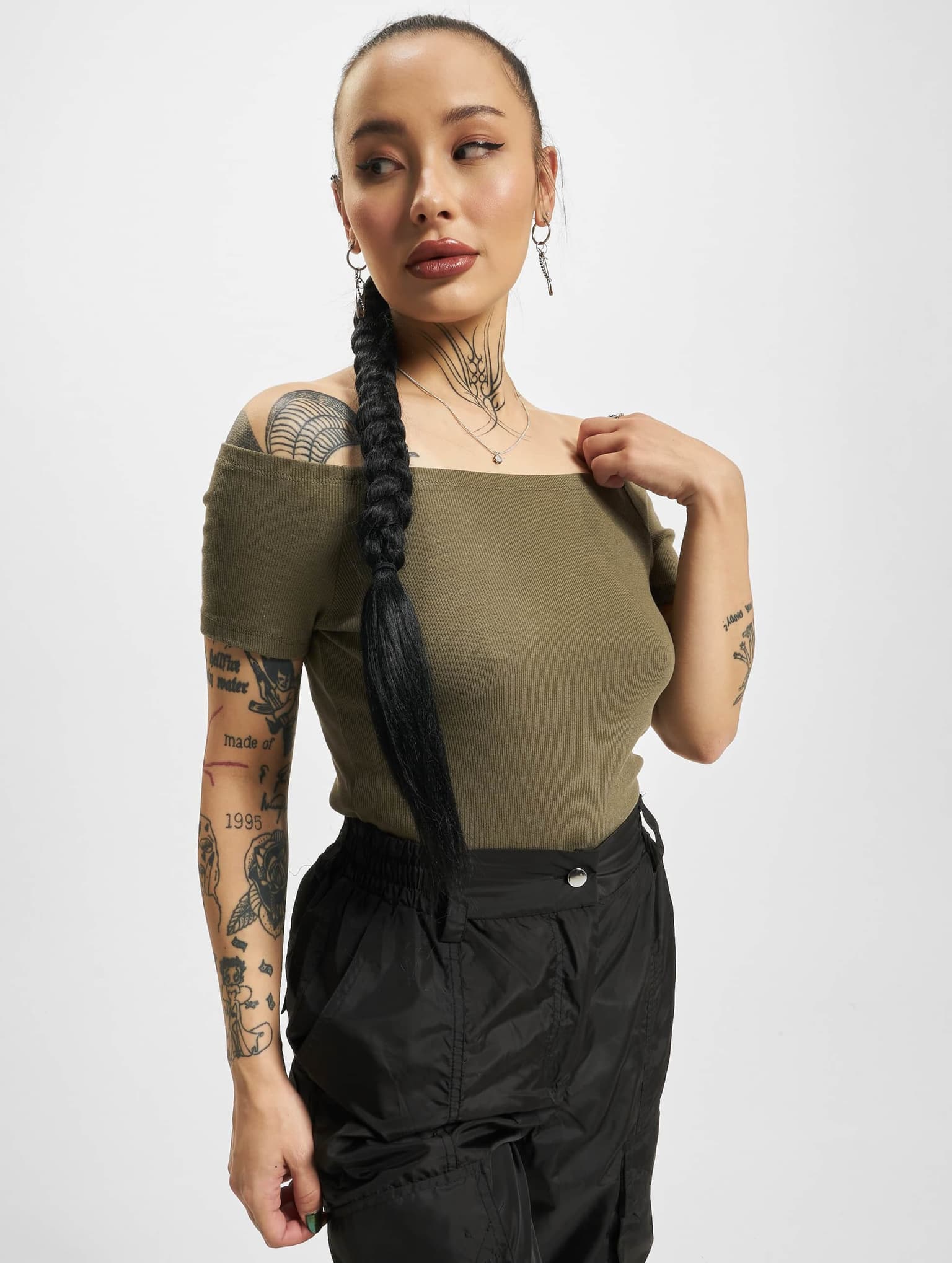 Urban Classics Ladies Off Shoulder Rib Tee