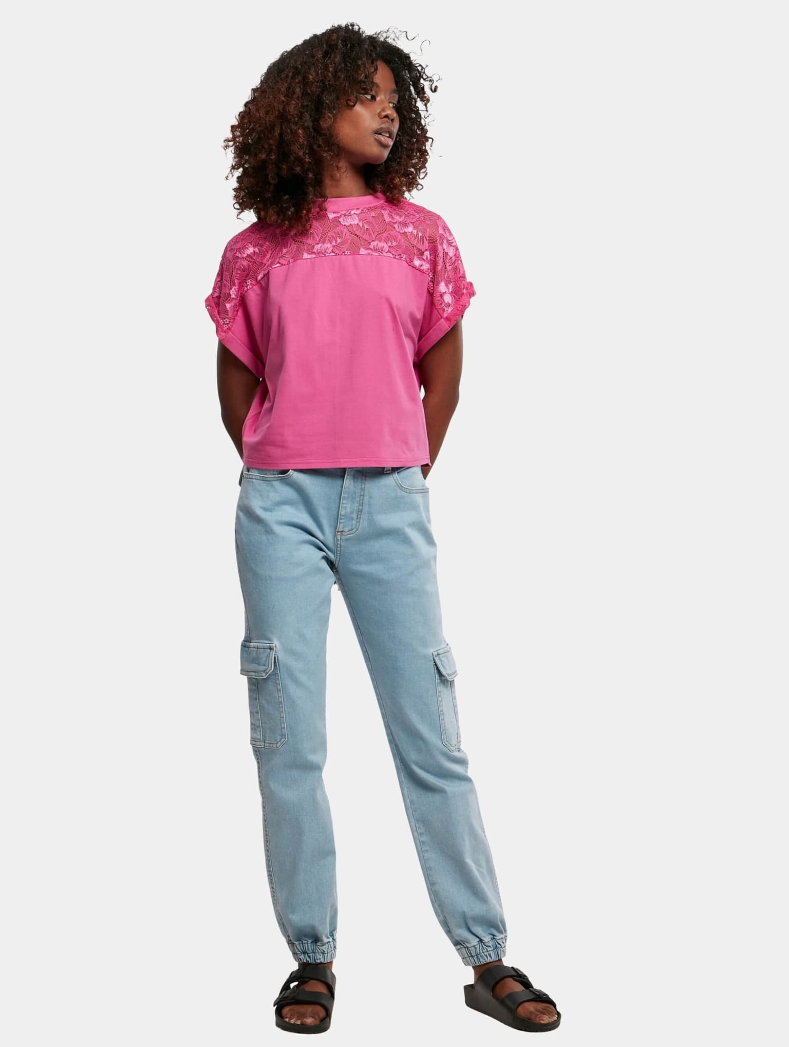 Urban Classics Ladies Short Oversized Lace Tee – Bild 4