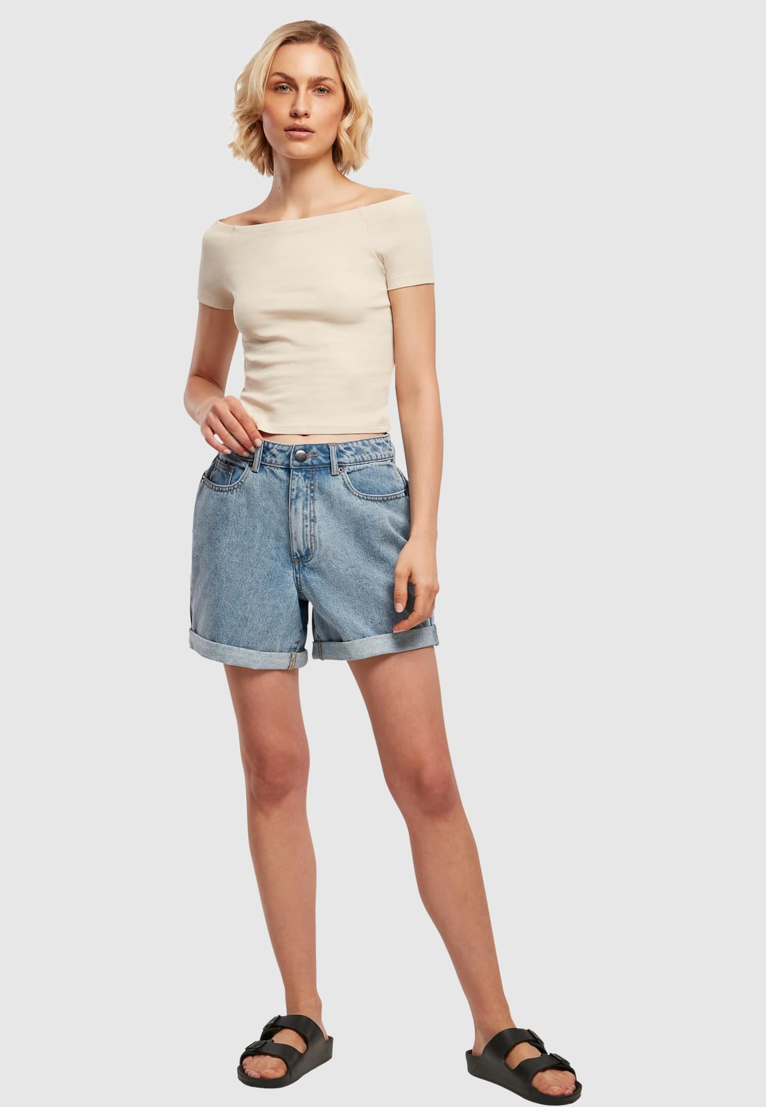 Urban Classics Ladies Off Shoulder Rib Tee – Bild 4
