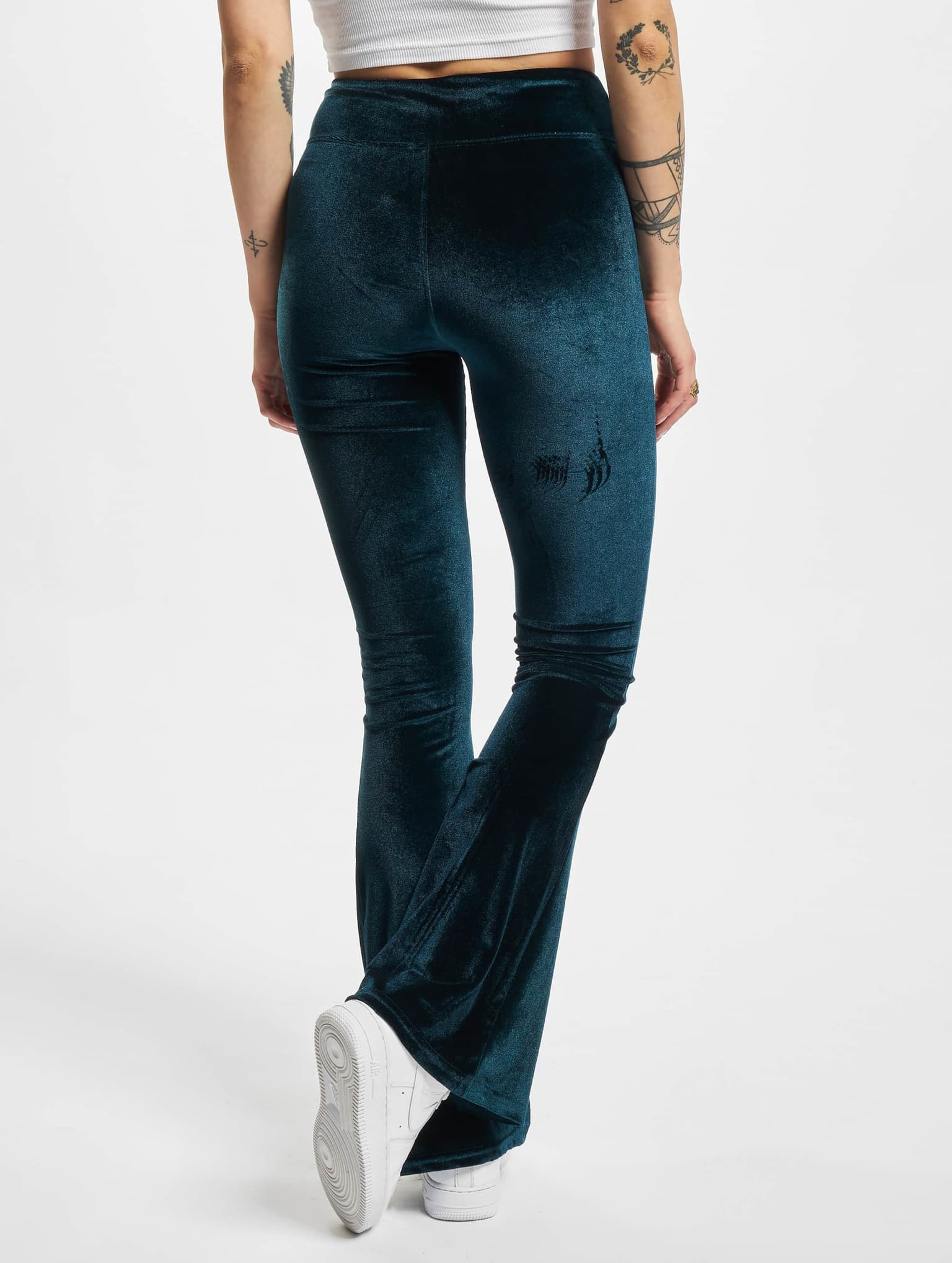 Urban Classics Ladies High Waist Velvet Boot Cut Leggings – Bild 2