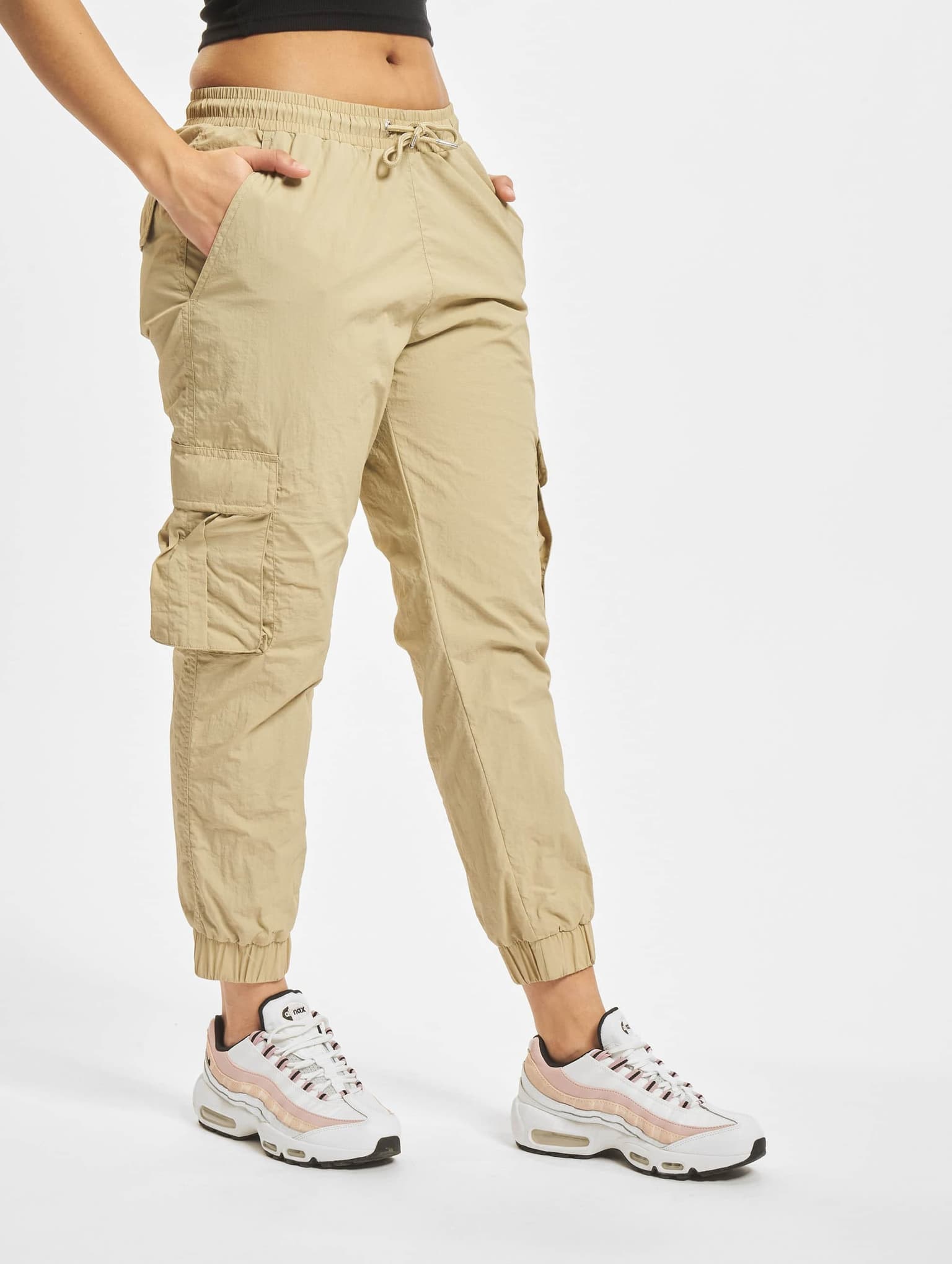 Urban Classics Ladies High Waist Crinkle Nylon Cargo Pants