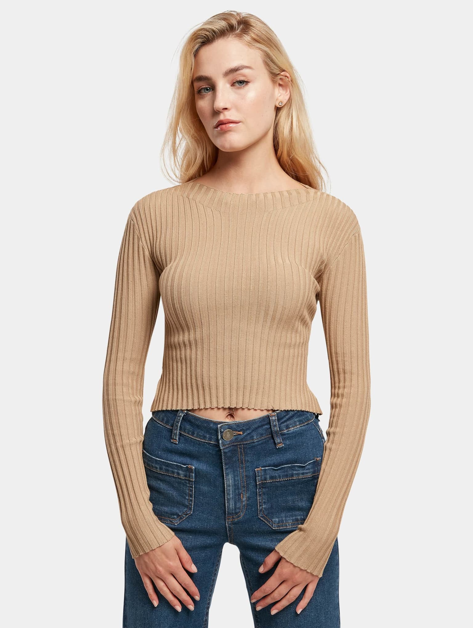 Urban Classics Ladies Short Rib Knit Twisted Back Sweater – Bild 3
