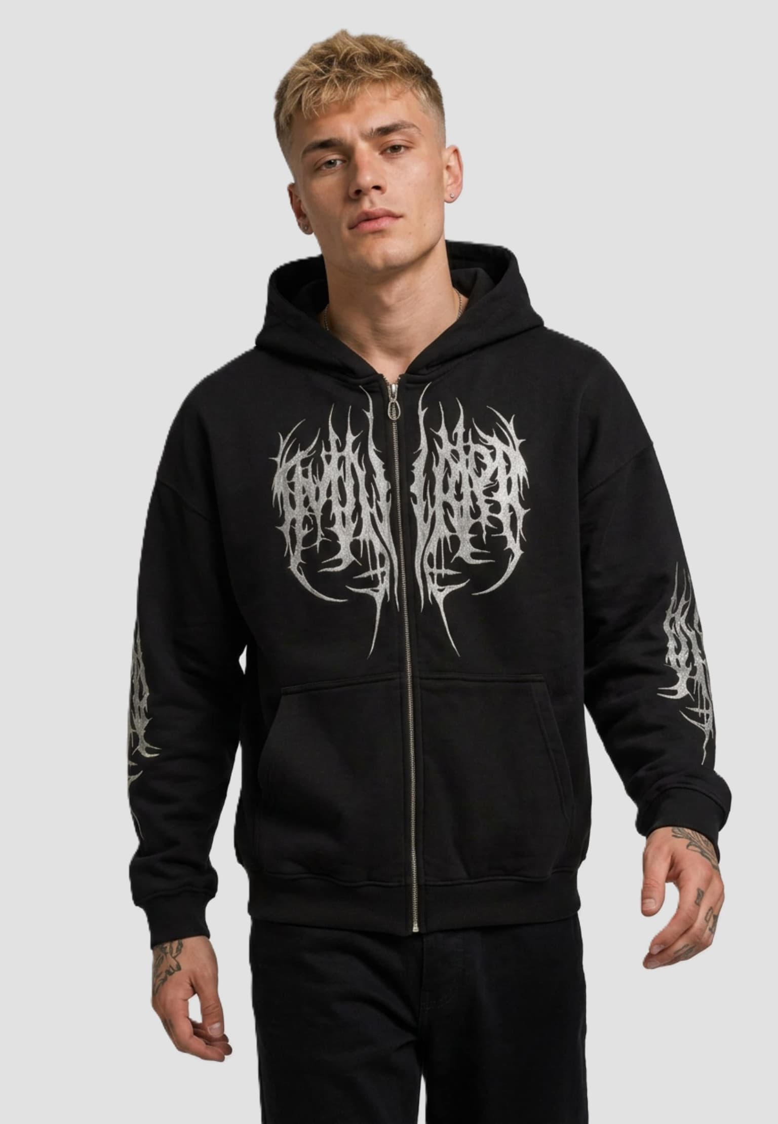 Favela Cyber Silver Embroidery Frontzip