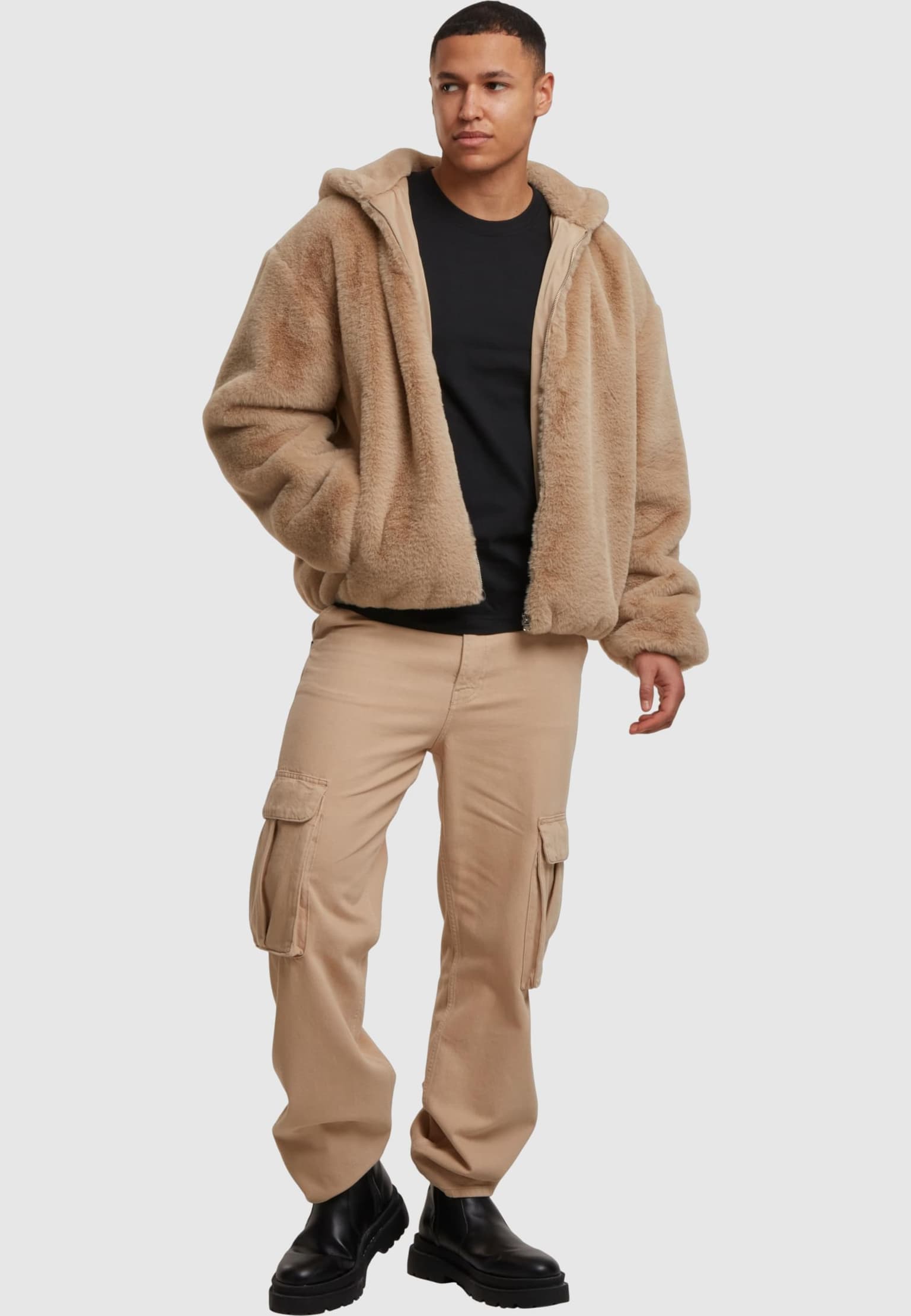 Urban Classics Full Zip Faux Fur Hoodie – Bild 4