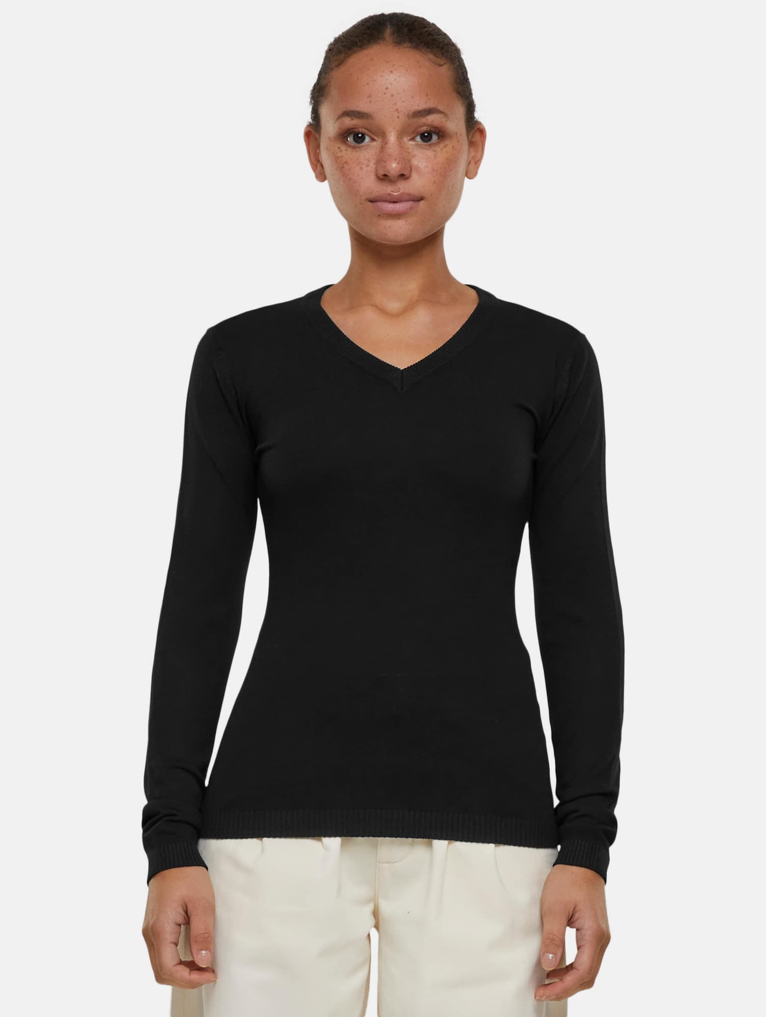 Urban Classics Ladies Knitted V-Neck Sweater – Bild 3