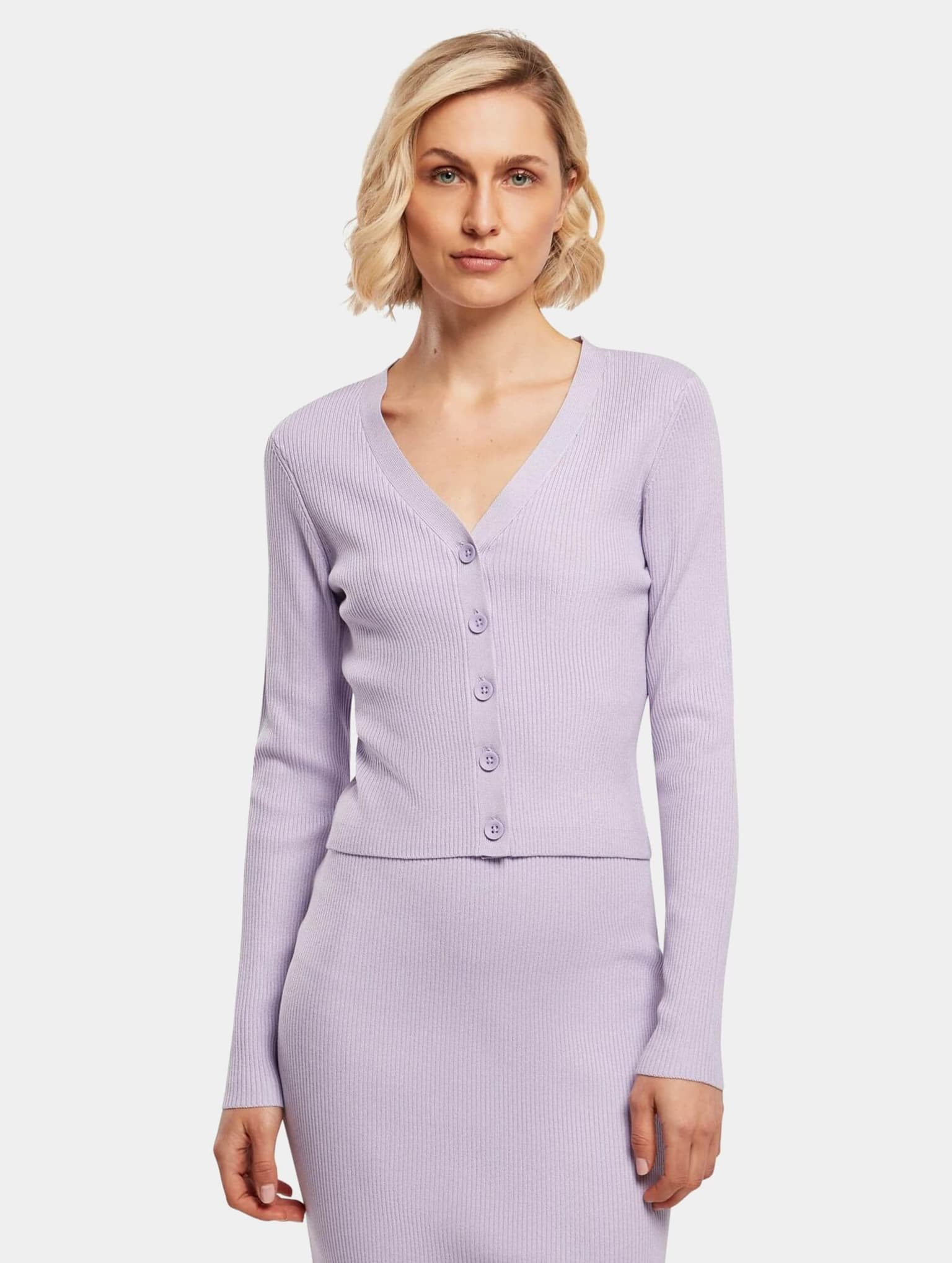 Urban Classics Ladies Short Rib Knit Cardigan