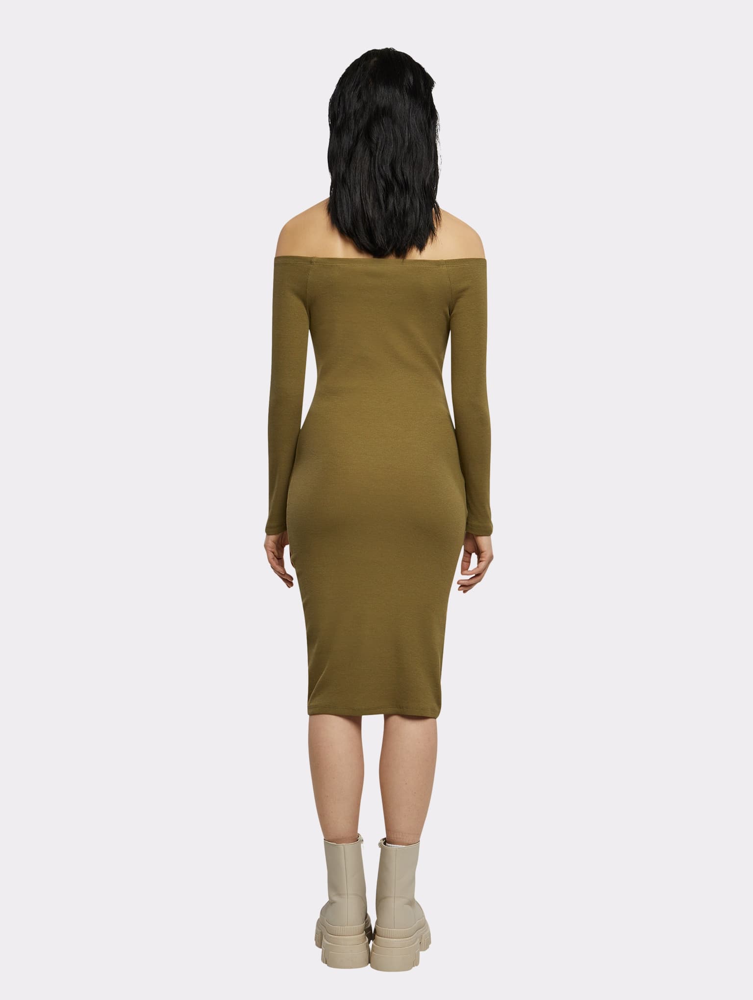 Urban Classics Ladies Off Shoulder Longsleeve Rib Dress – Bild 2