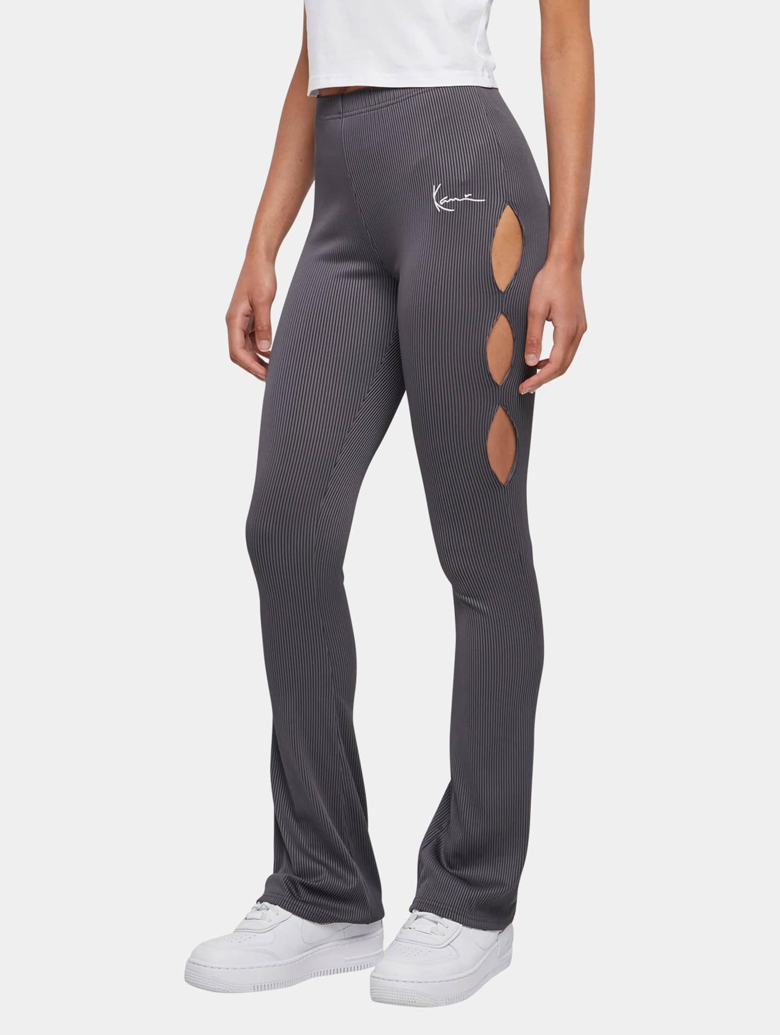 Karl Kani KW232-020-2 KK Small Signature Flared Leggings Bi-Color Rib