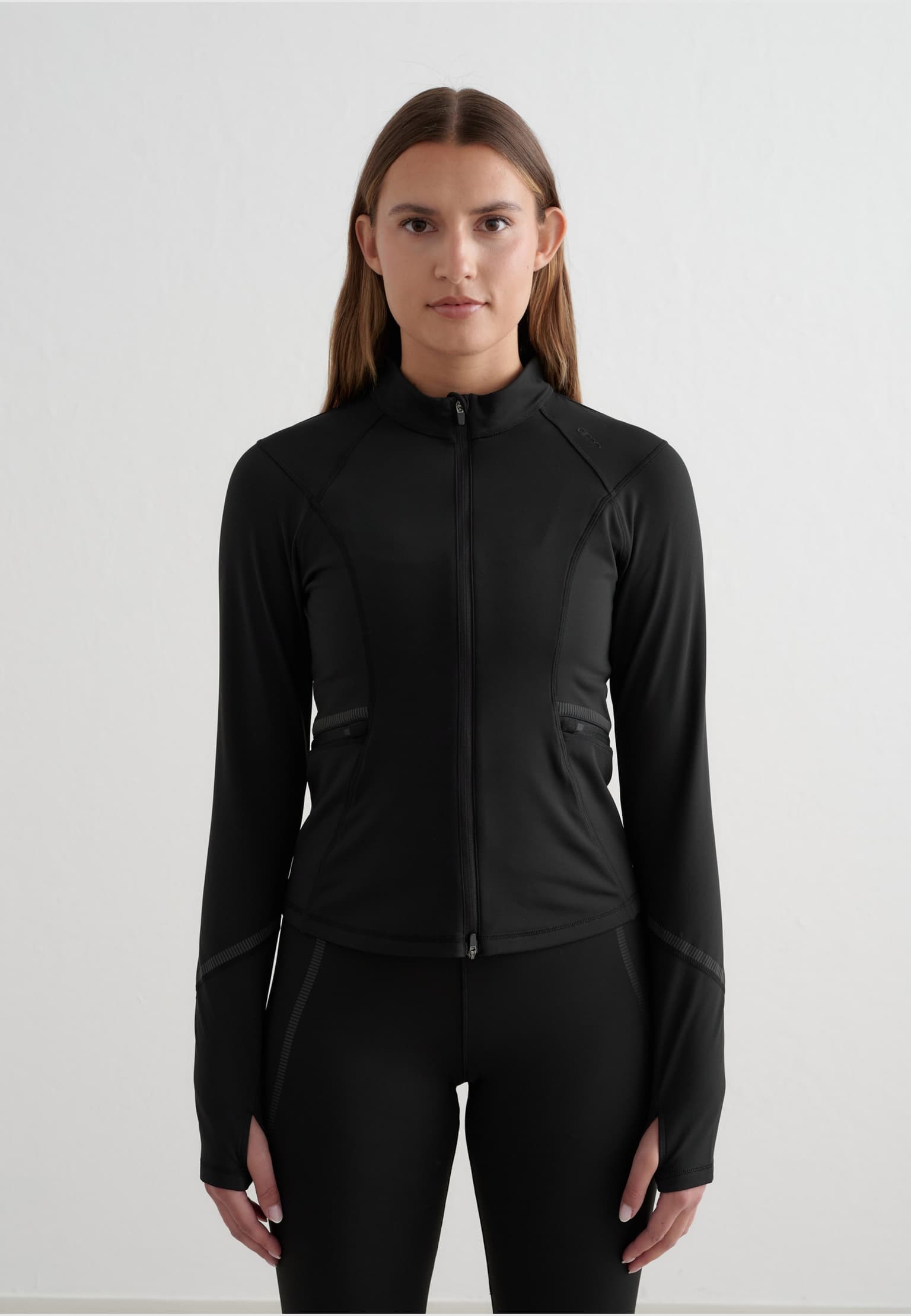 aimn Black Reflective Warming Zip Jacket