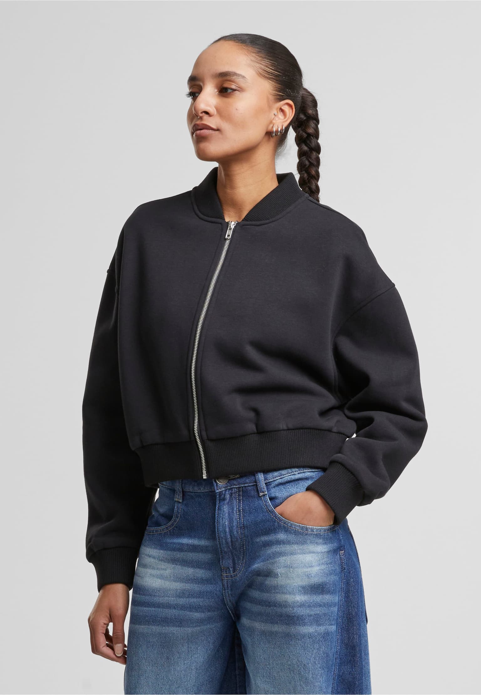 Urban Classics Ladies Short Sweat Zip Jacket