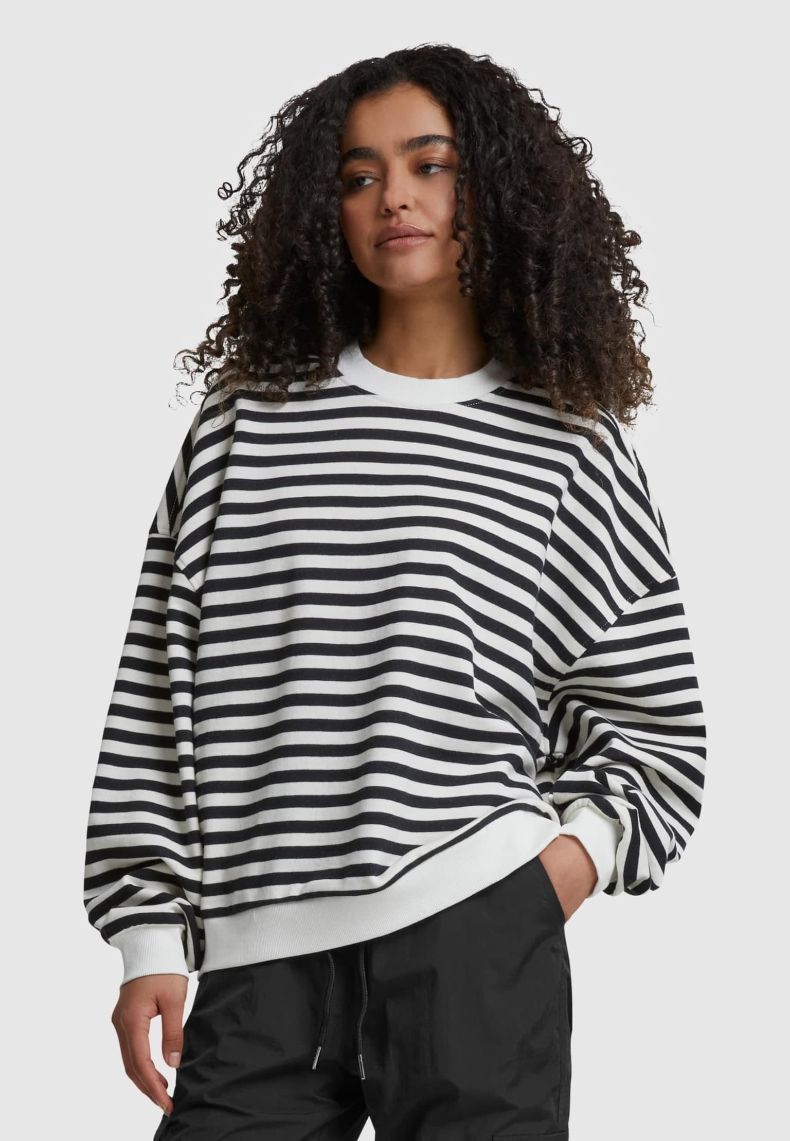 Urban Classics Ladies Oversized Striped Crewneck
