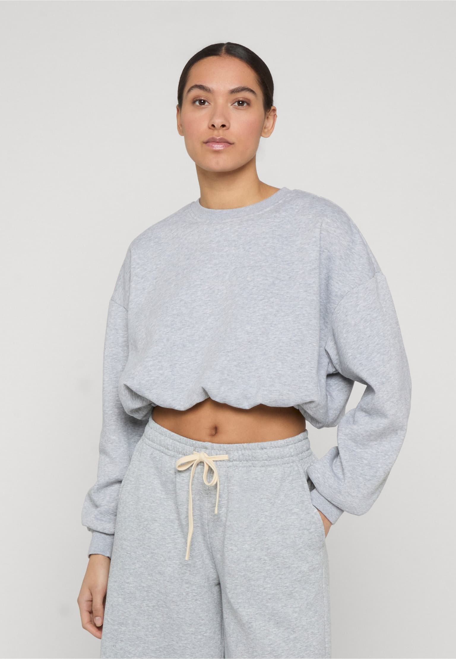 Urban Classics Ladies Cropped Gathered Sweatshirt
