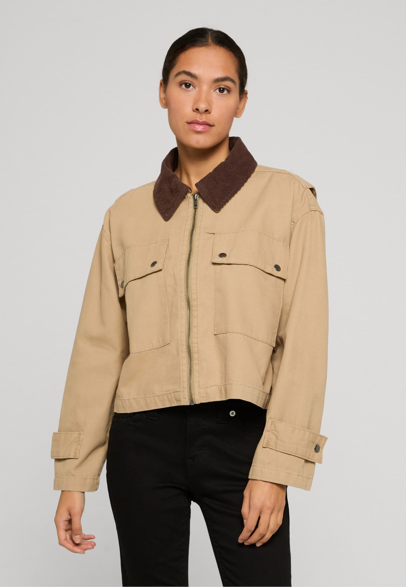 Urban Classics Ladies Workwear Cropped Cotton Jacket