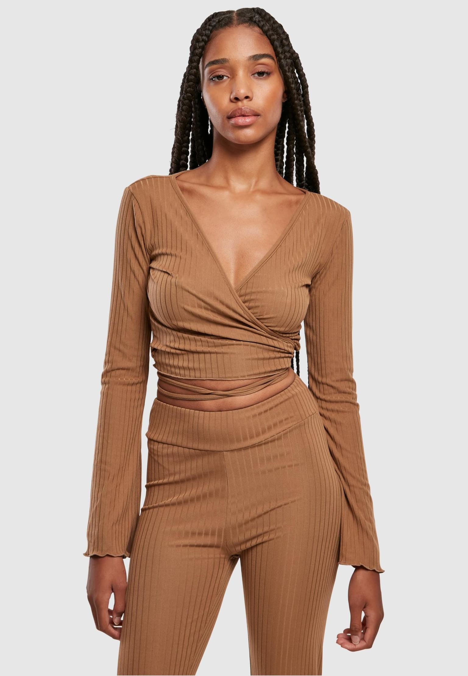 Urban Classics Ladies Cropped Rib Wrapped Longsleeve