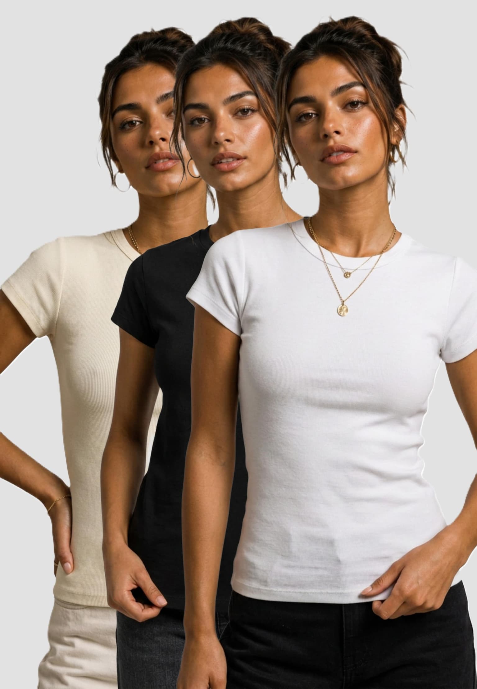 Urban Classics Ladies Short Slim Tee 3-Pack
