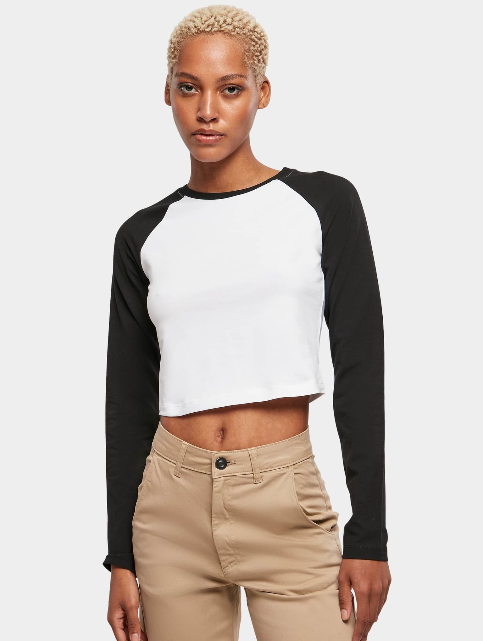 Urban Classics Ladies Essentials Cropped Retro Baseball Longsleeve
