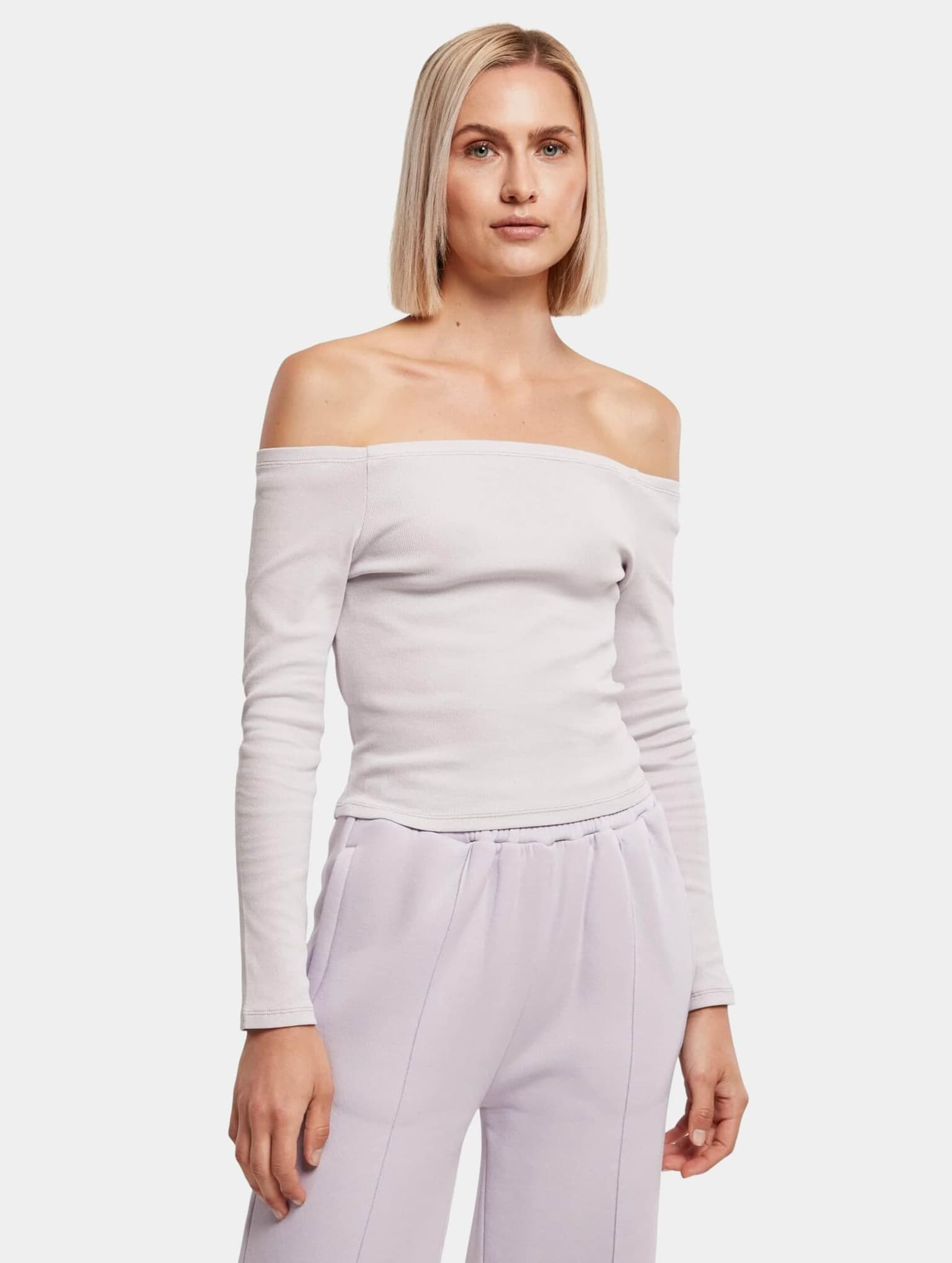 Urban Classics Ladies Off Shoulder Rib Longsleeve