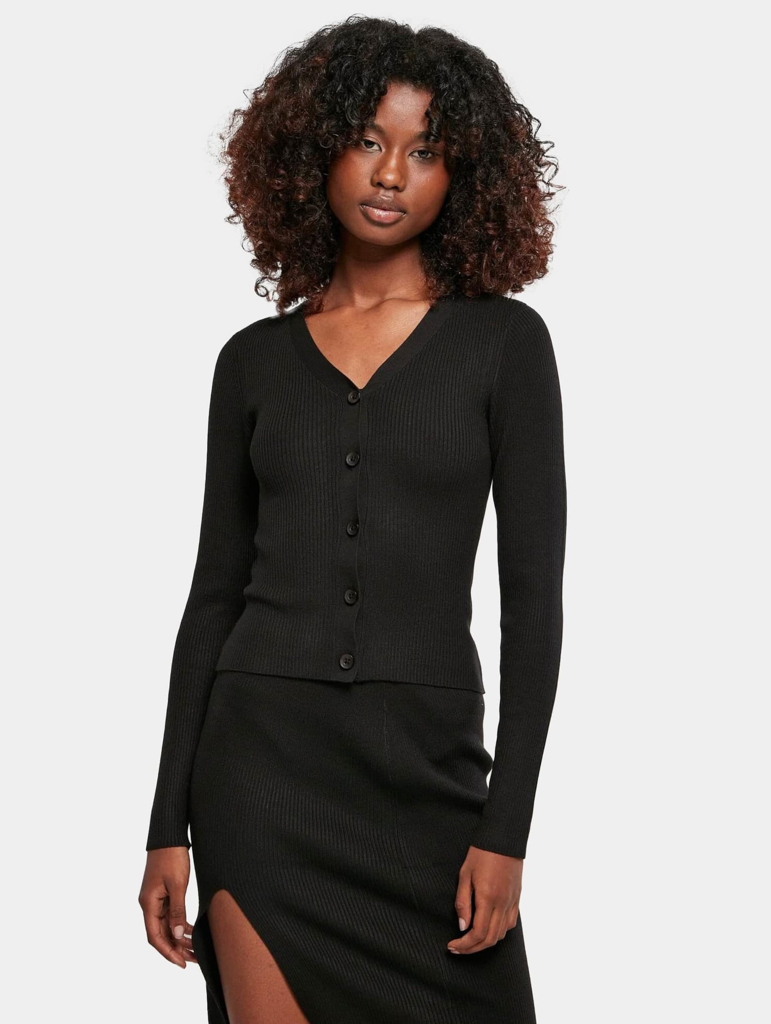 Urban Classics Ladies Short Rib Knit Cardigan