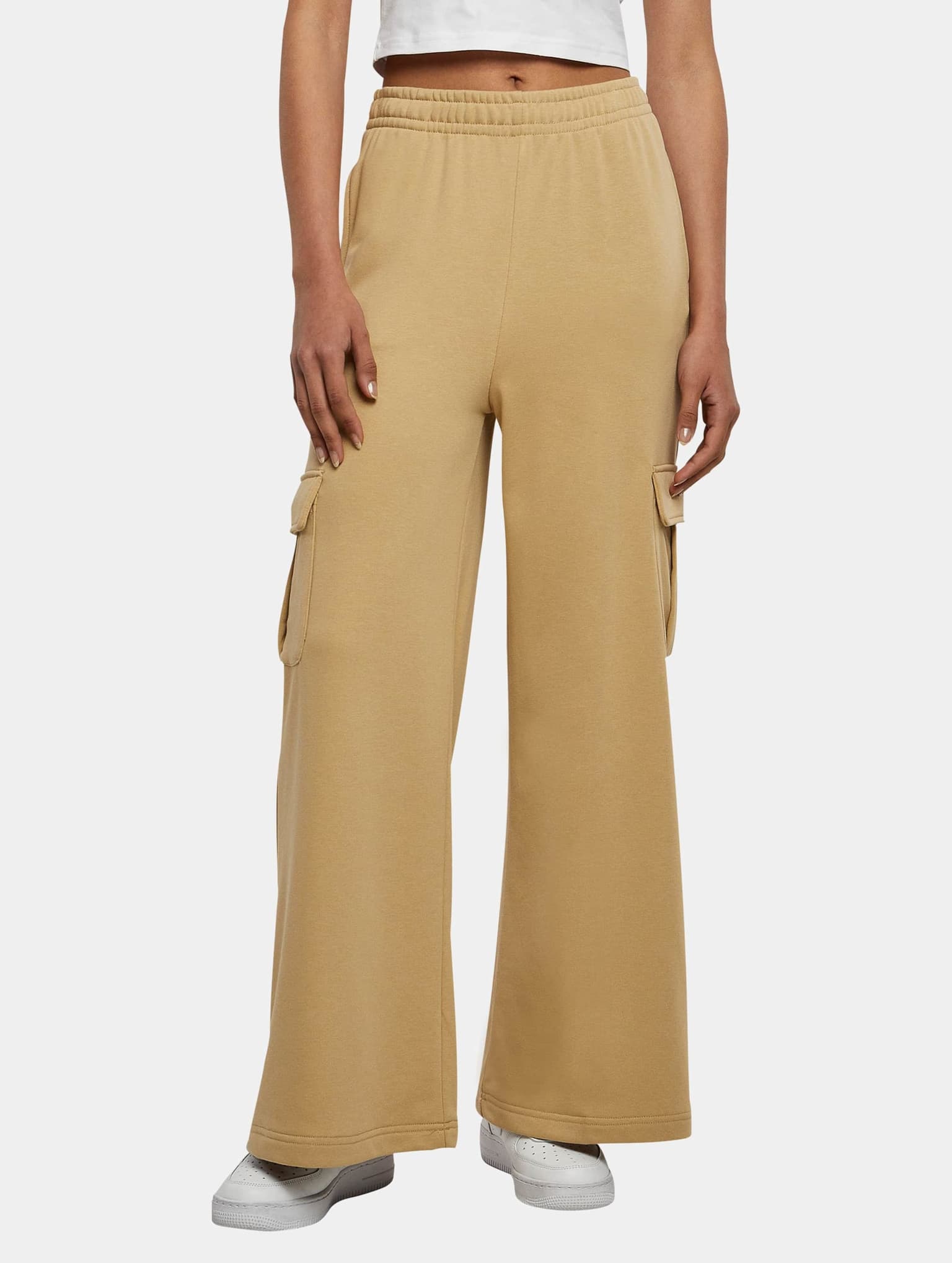 Urban Classics Ladies Highwaist Wide Leg Cargo Terry Pants