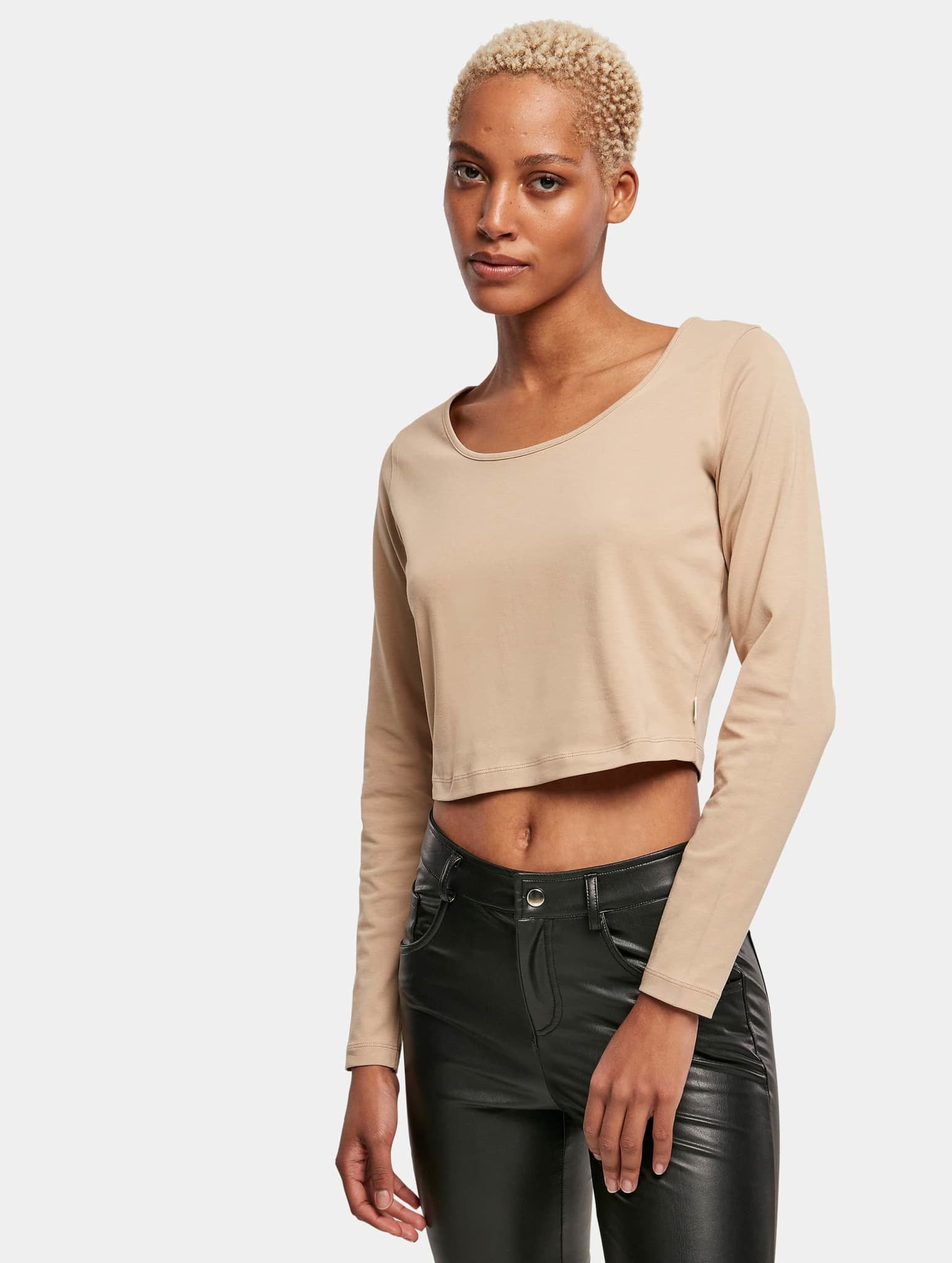 Urban Classics Ladies Essentials Wide Neck Cropped Longsleeve