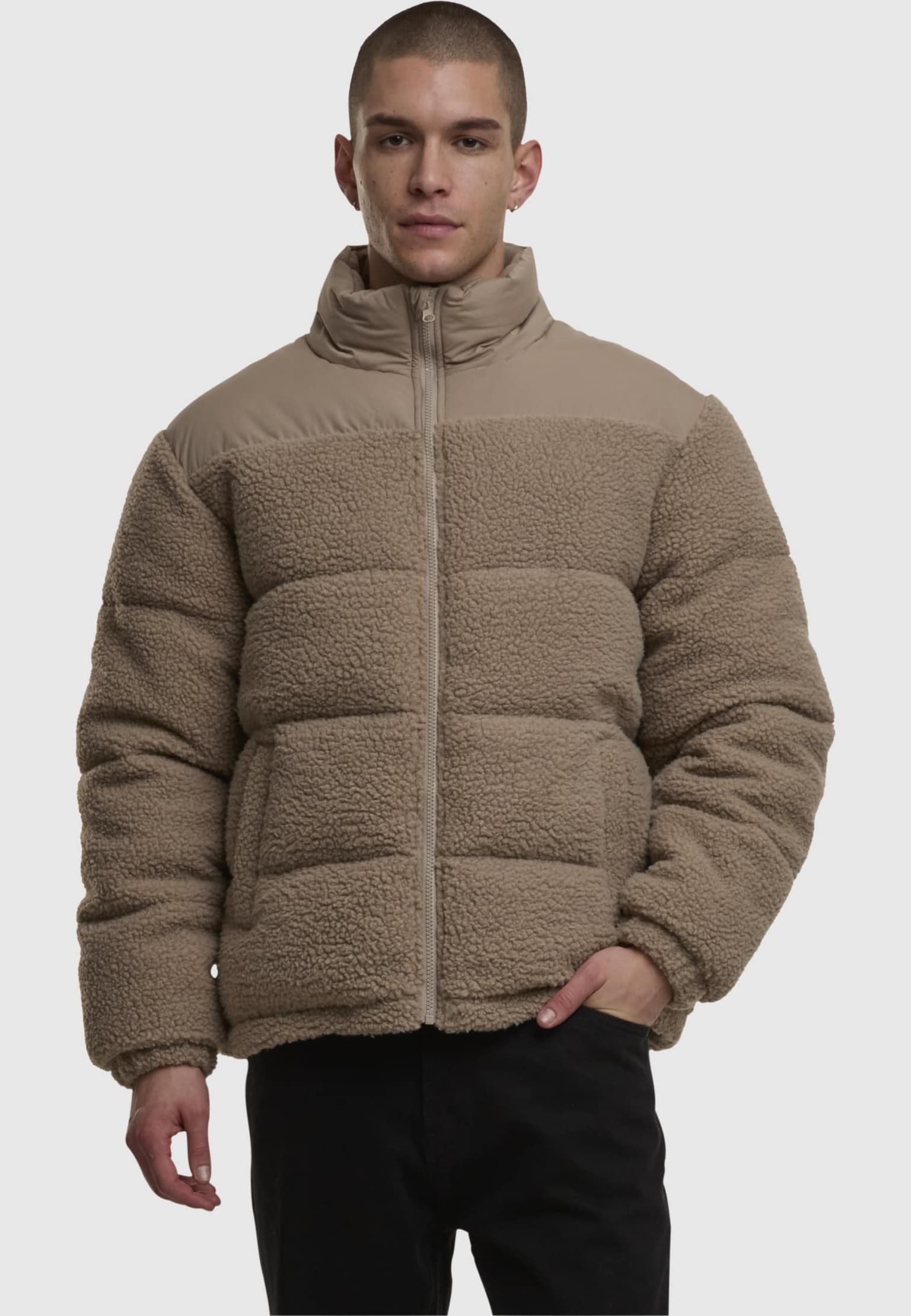 Urban Classics Fabric Mix Teddy Puffer Jacket