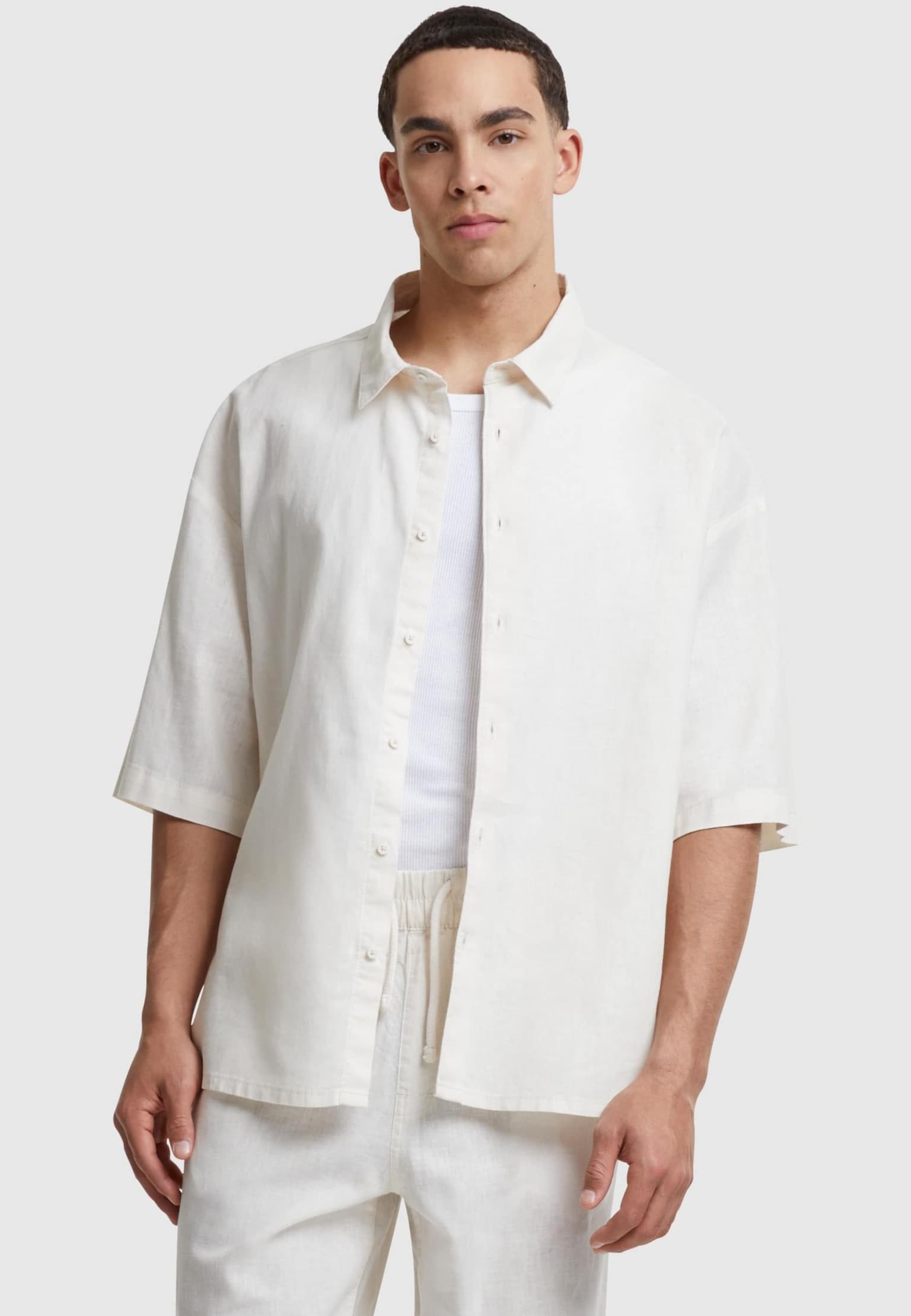 Urban Classics Boxy Cotton Linen Shirt