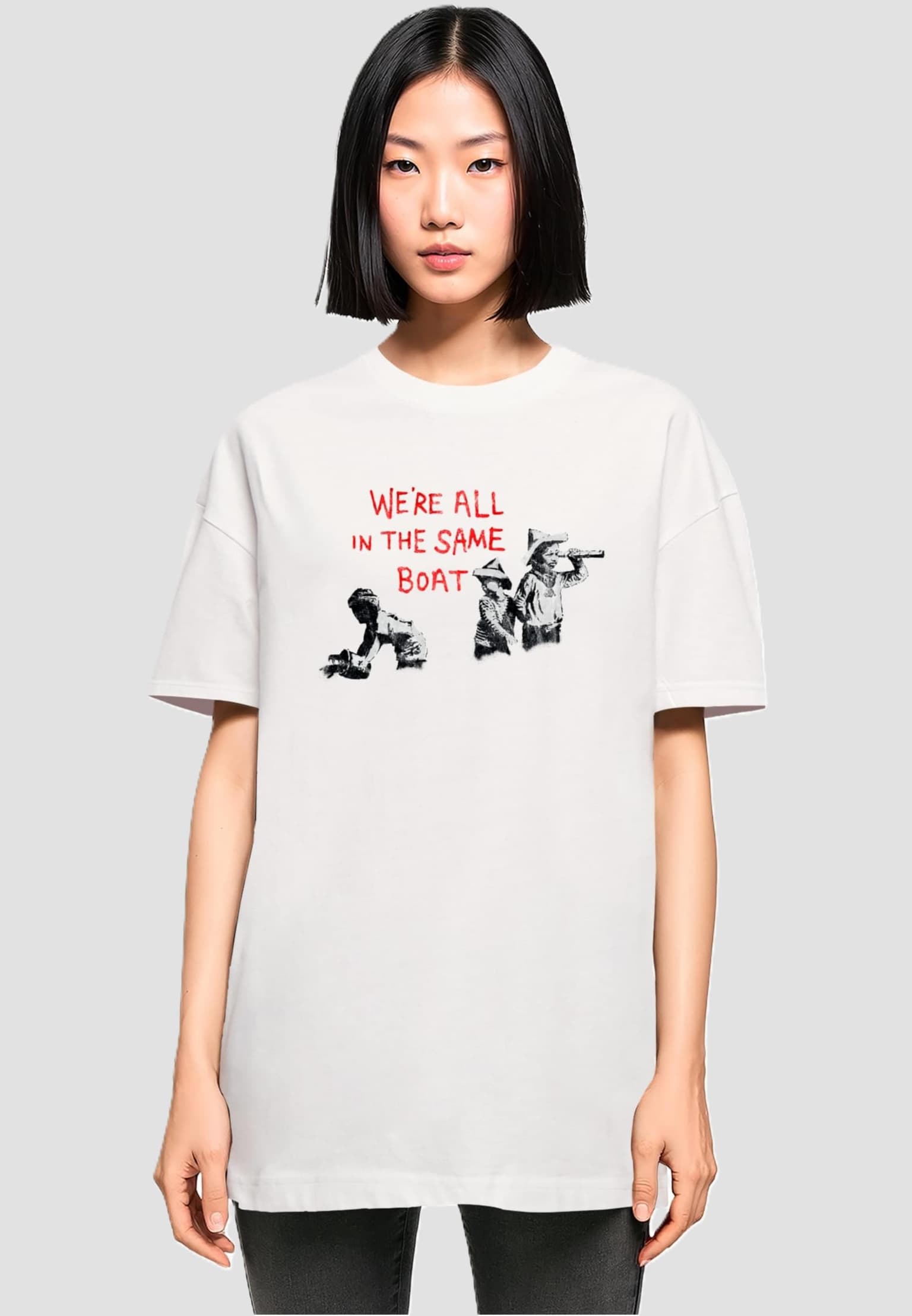 Merchcode Ladies Brandalised - In The Same Boat Oversized Boyfriend Tee